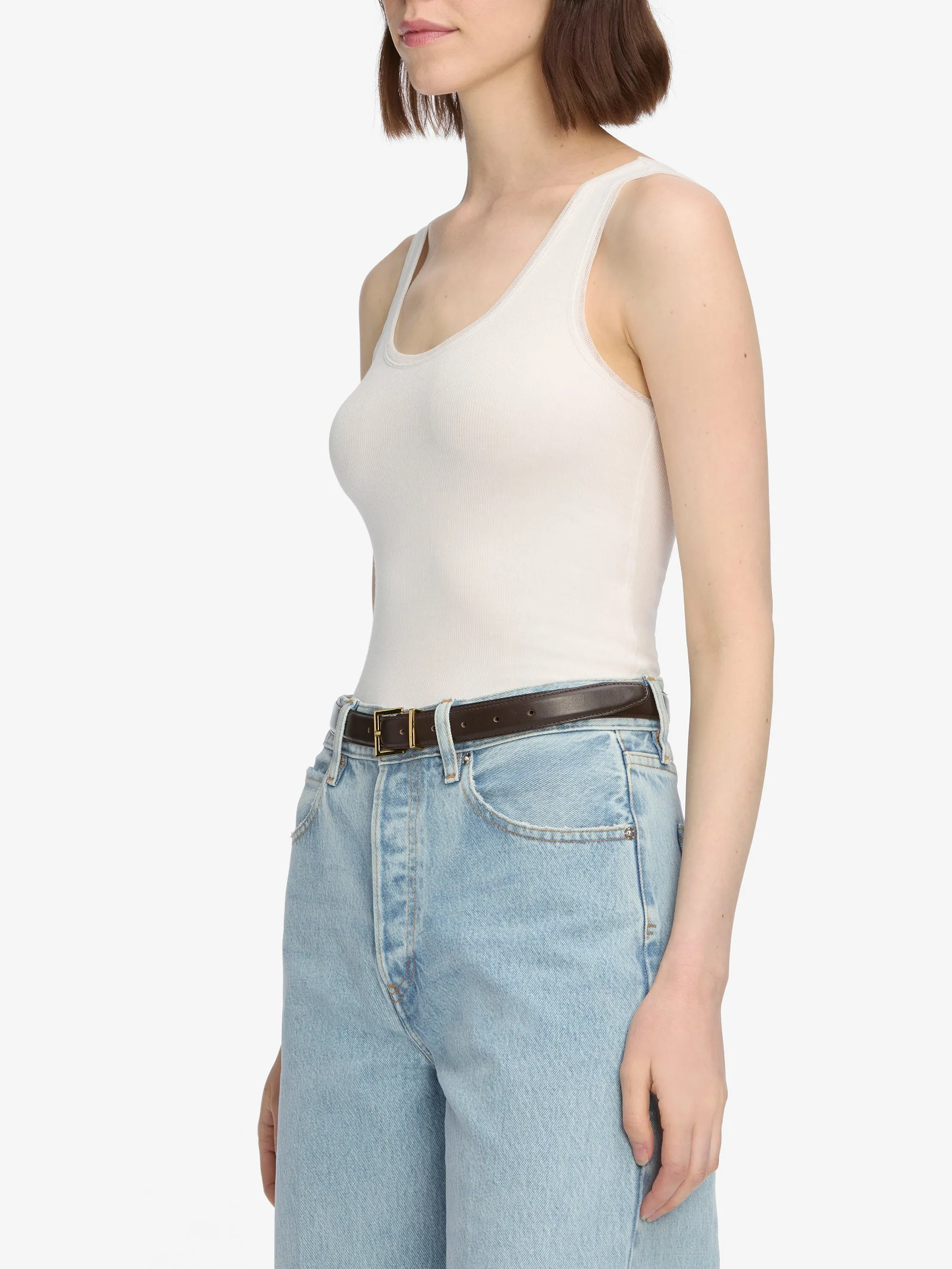 The Mesh Trim Tank -- White sold by Frame Denim product image thumbnail 5