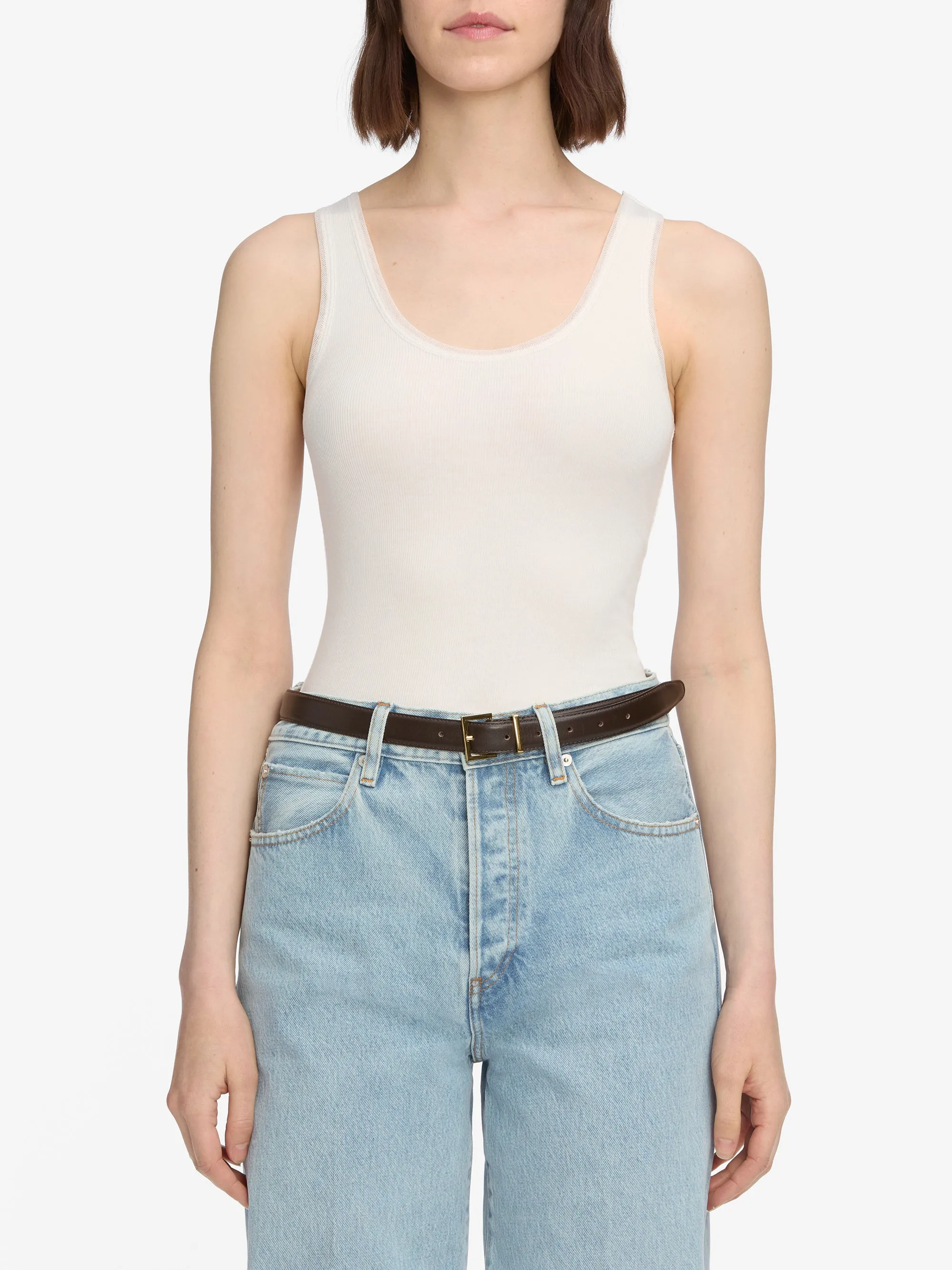 The Mesh Trim Tank -- White sold by Frame Denim product image thumbnail 3
