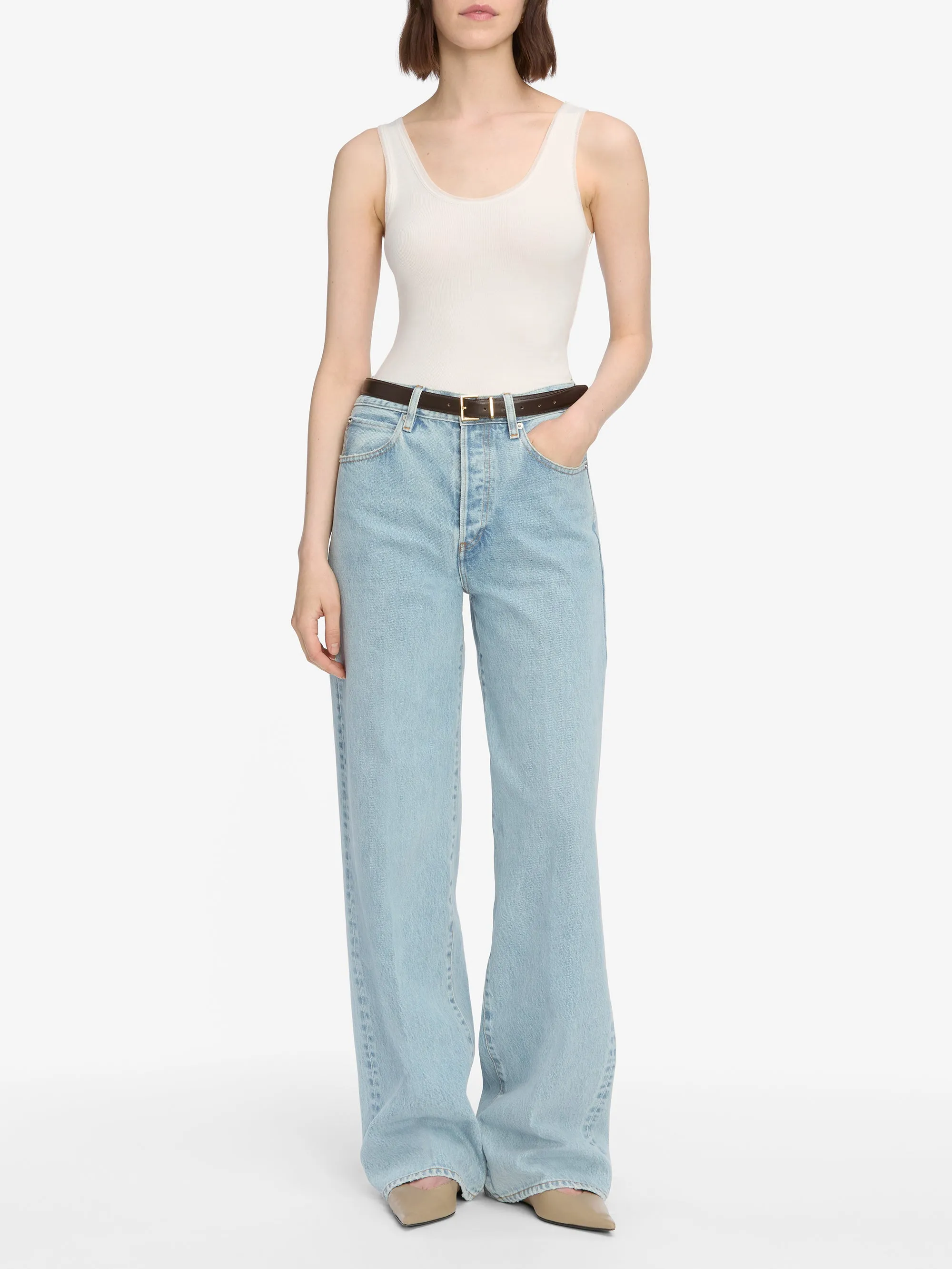 The Mesh Trim Tank -- White sold by Frame Denim product image thumbnail 2