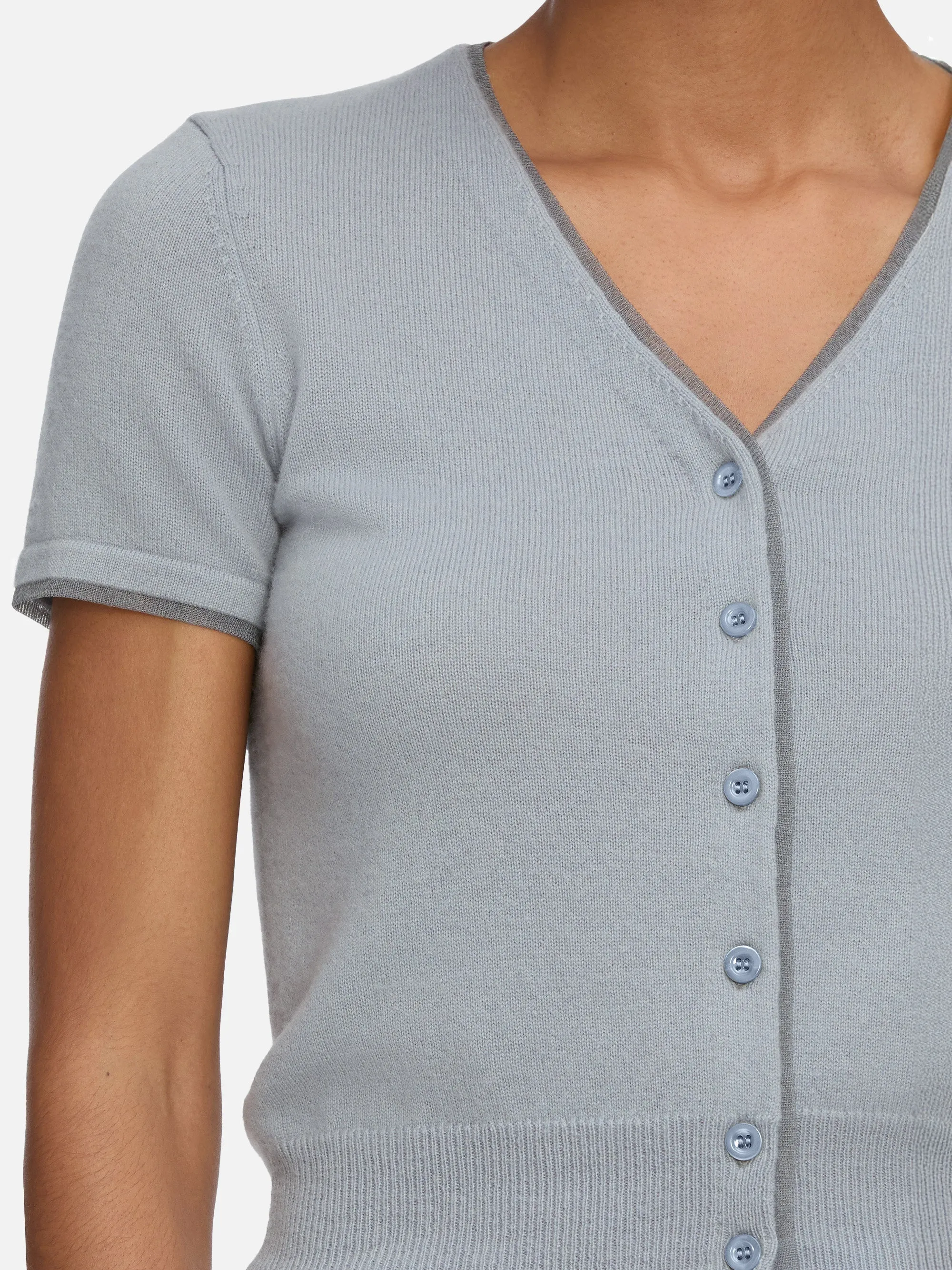 The Cashmere Mix Trim Cardi -- Grey Blue sold by Frame Denim product image thumbnail 4
