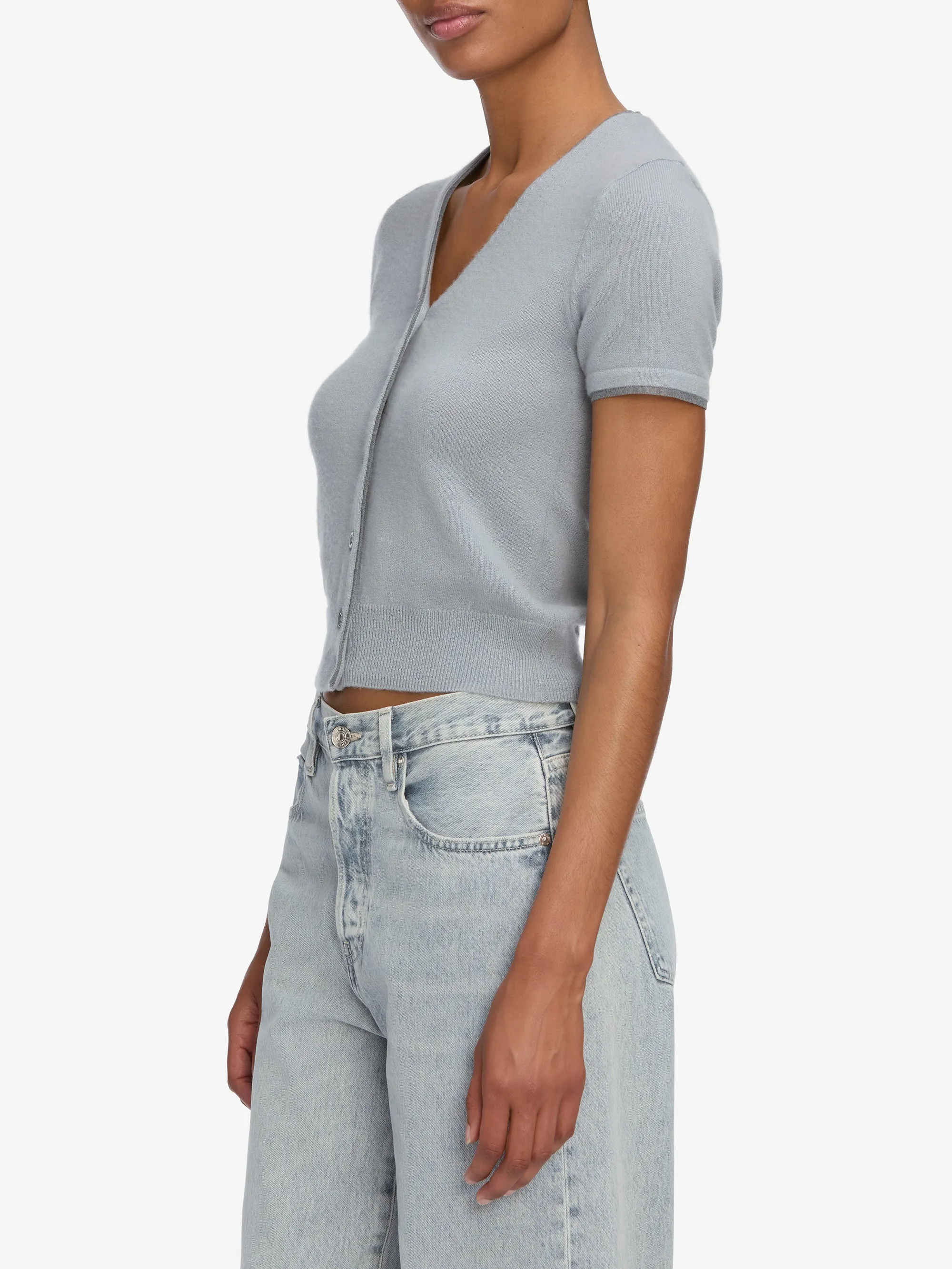 The Cashmere Mix Trim Cardi -- Grey Blue sold by Frame Denim product image thumbnail 5