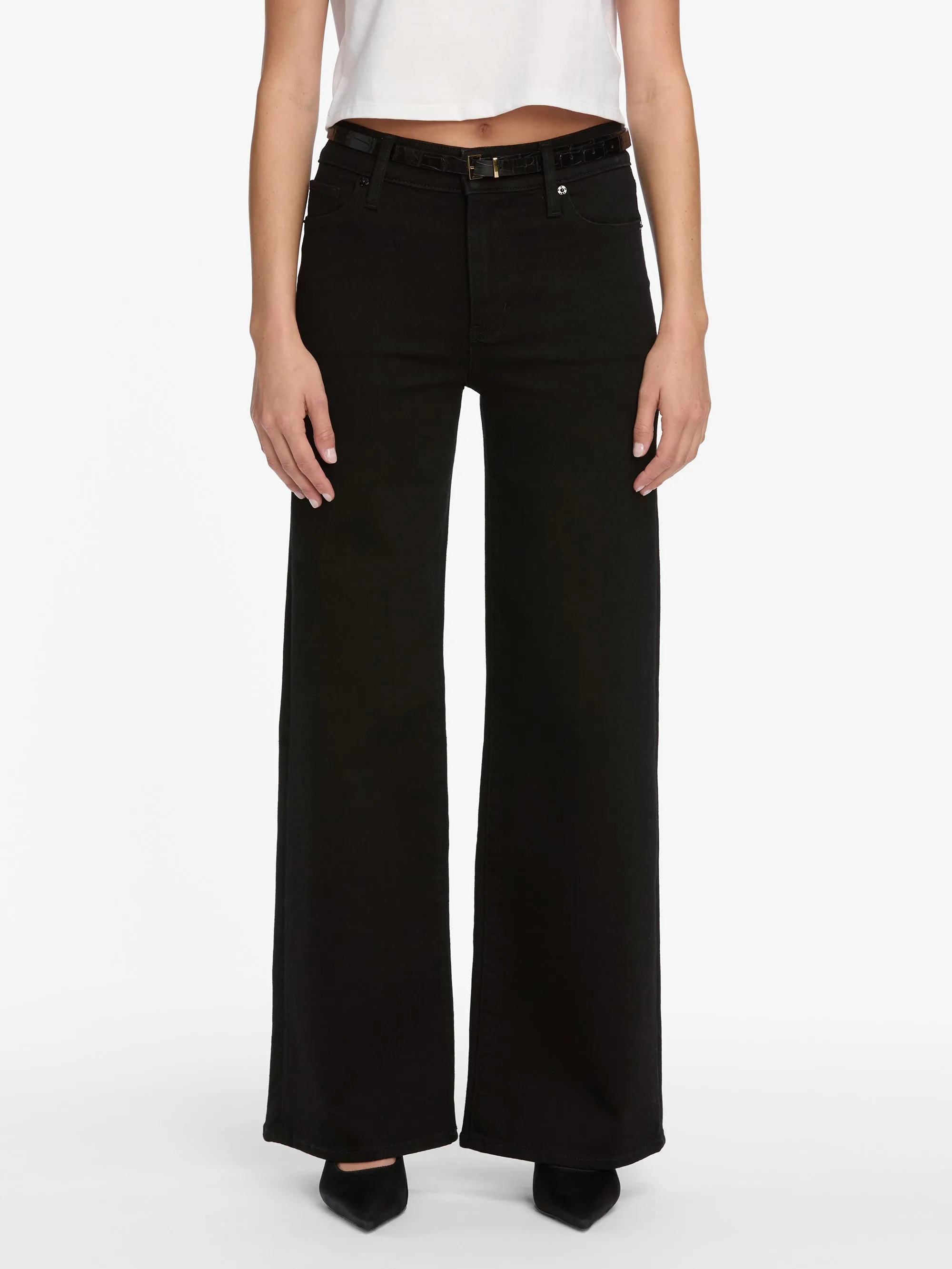 Le Pixie Slim Palazzo -- Black sold by Frame Denim product image thumbnail 3