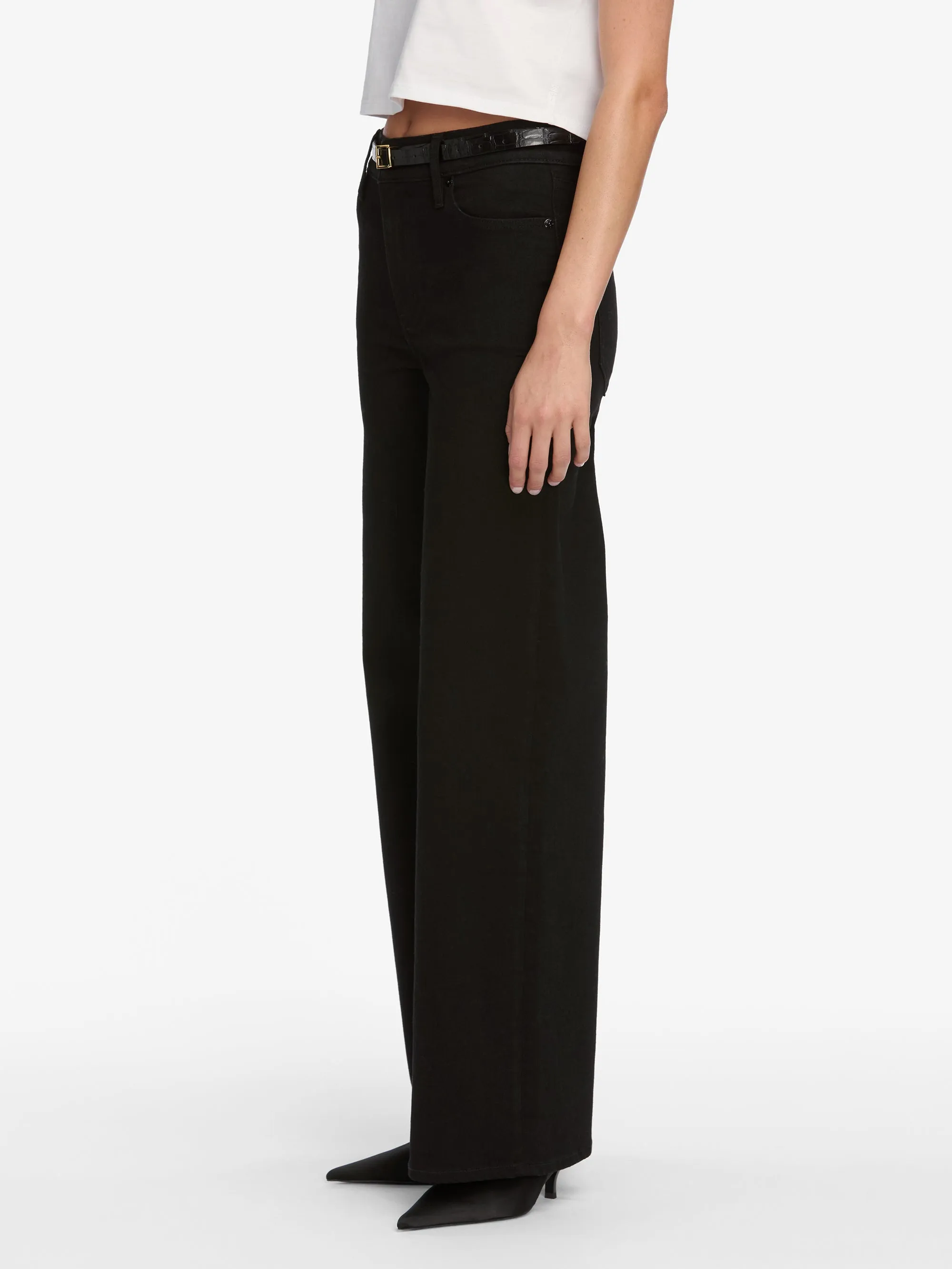 Le Pixie Slim Palazzo -- Black sold by Frame Denim product image thumbnail 5