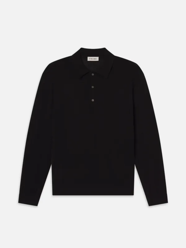 Superfine Polo Sweater -- Black sold by Frame Denim