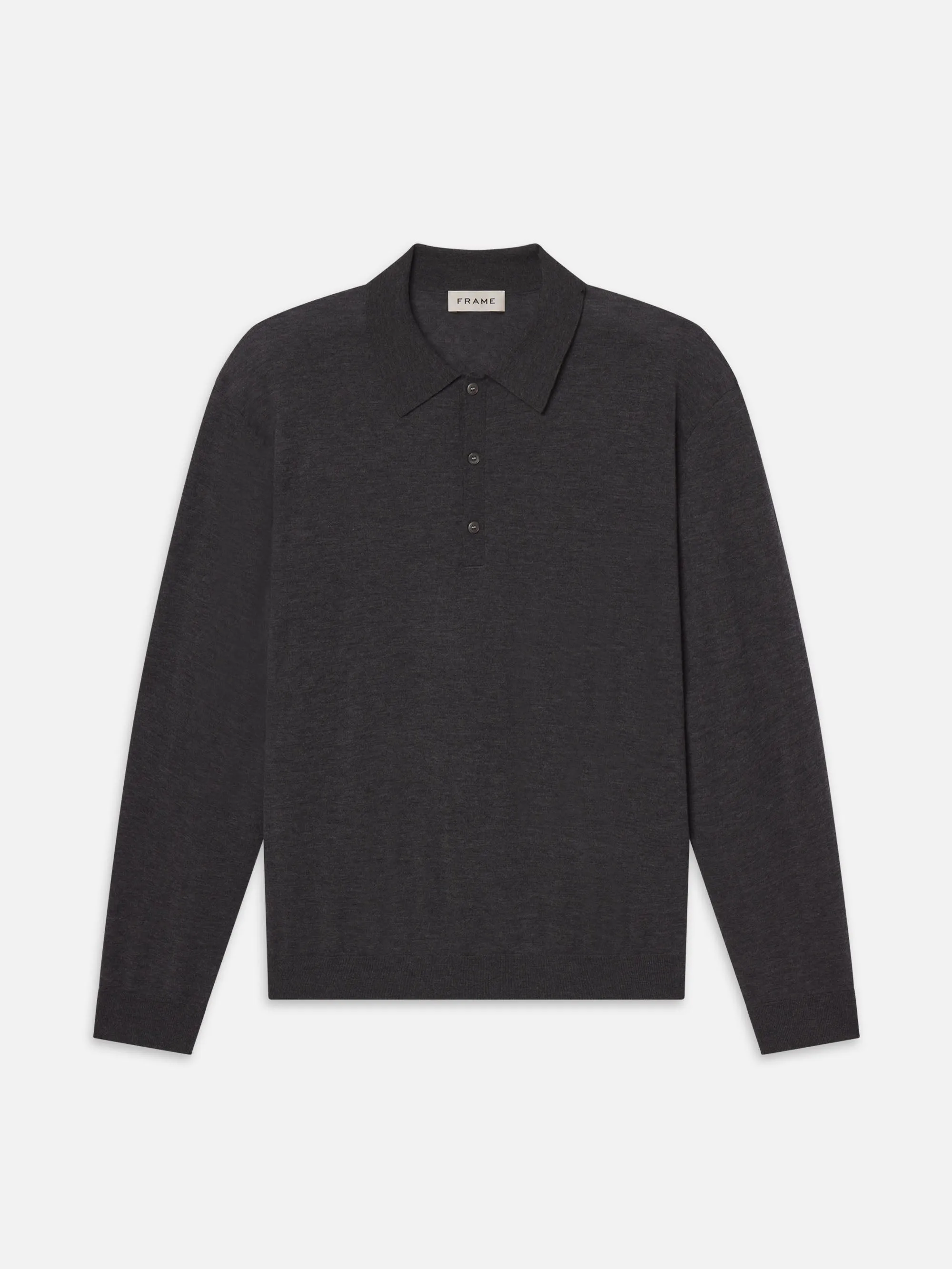 Superfine Polo Sweater -- Grey Melange sold by Frame Denim