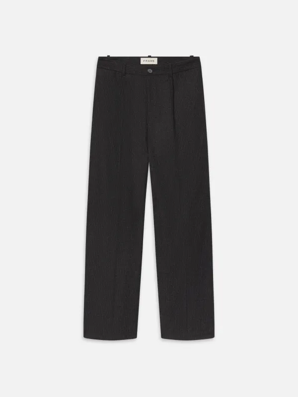 Pinstripe Wide Leg Trousers -- Dark Grey sold by Frame Denim