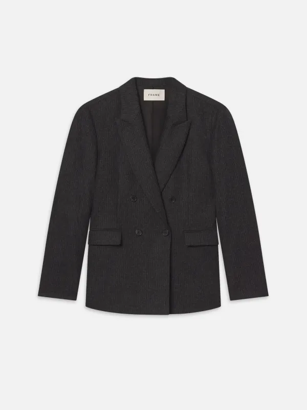 Pinstripe Wool Blazer -- Dark Grey sold by Frame Denim