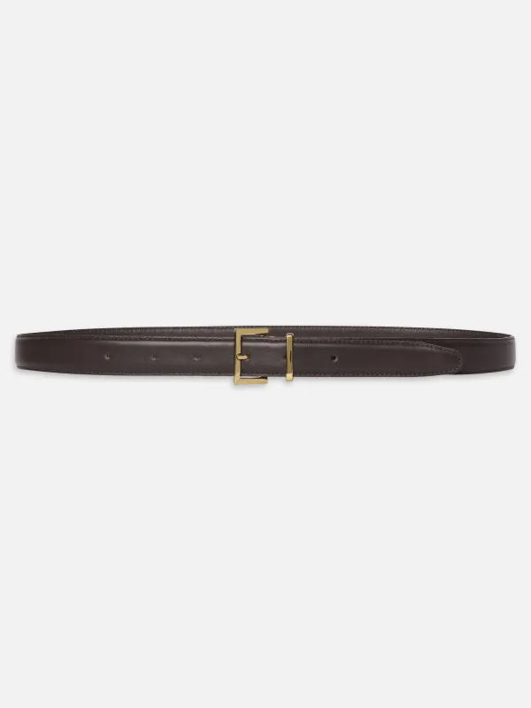 The Leather Square Buckle Belt -- Dark Brown sold by Frame Denim