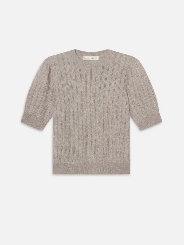 The Ladder Pointelle Sweater -- Light Heather Grey sold by Frame Denim