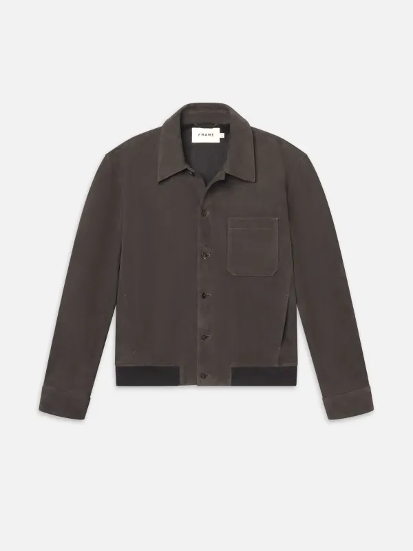 Suede Bomber Jacket -- Old Black sold by Frame Denim
