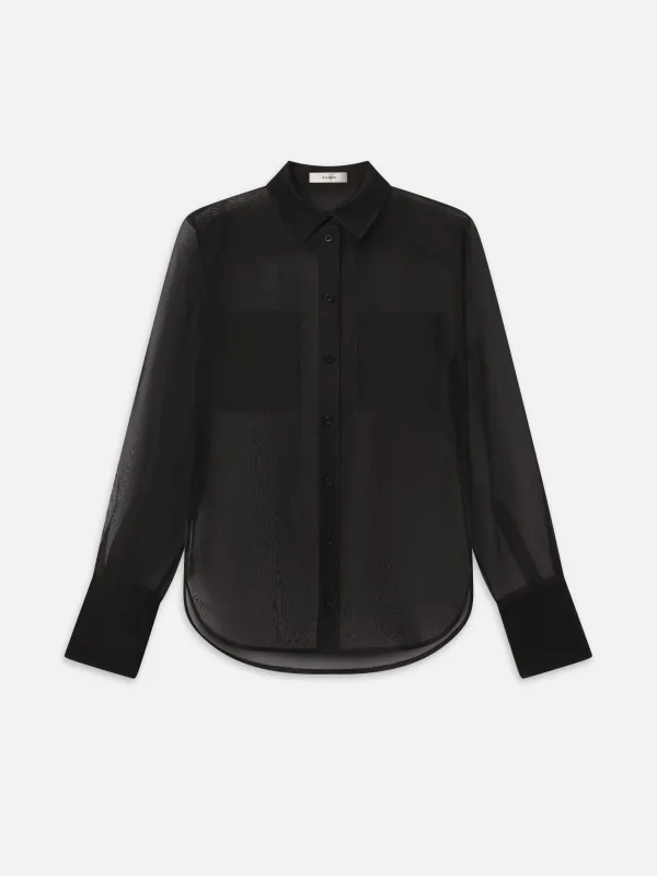 The Silk Organza Shirt -- Black sold by Frame Denim