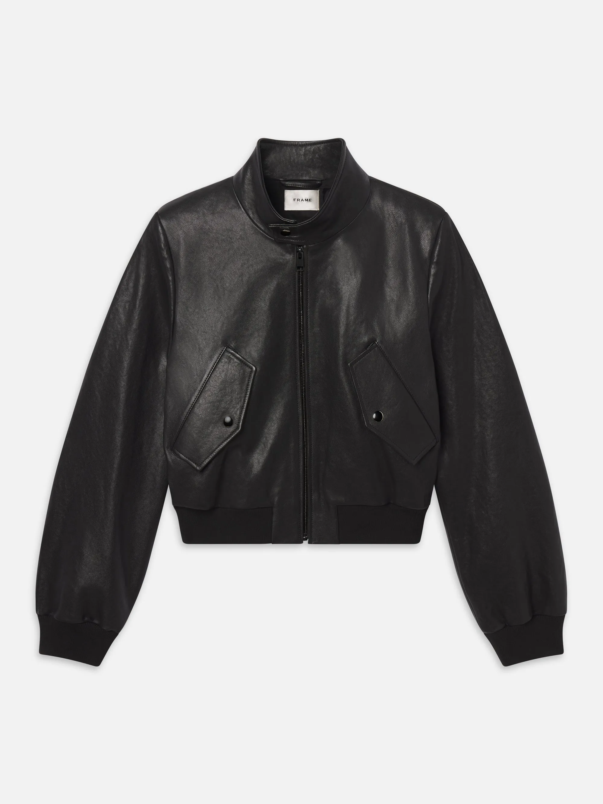 The Leather Harrington Jacket -- Black sold by Frame Denim