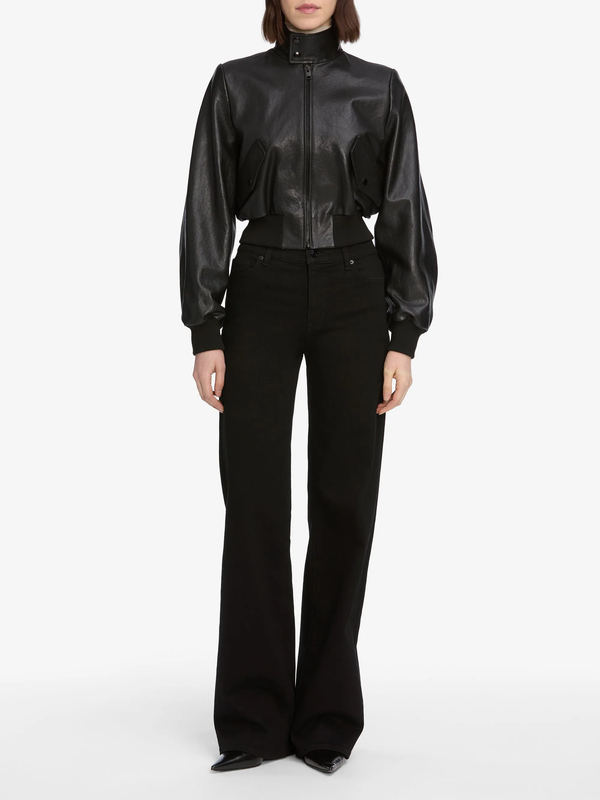 The Leather Harrington Jacket -- Black sold by Frame Denim product image thumbnail 2