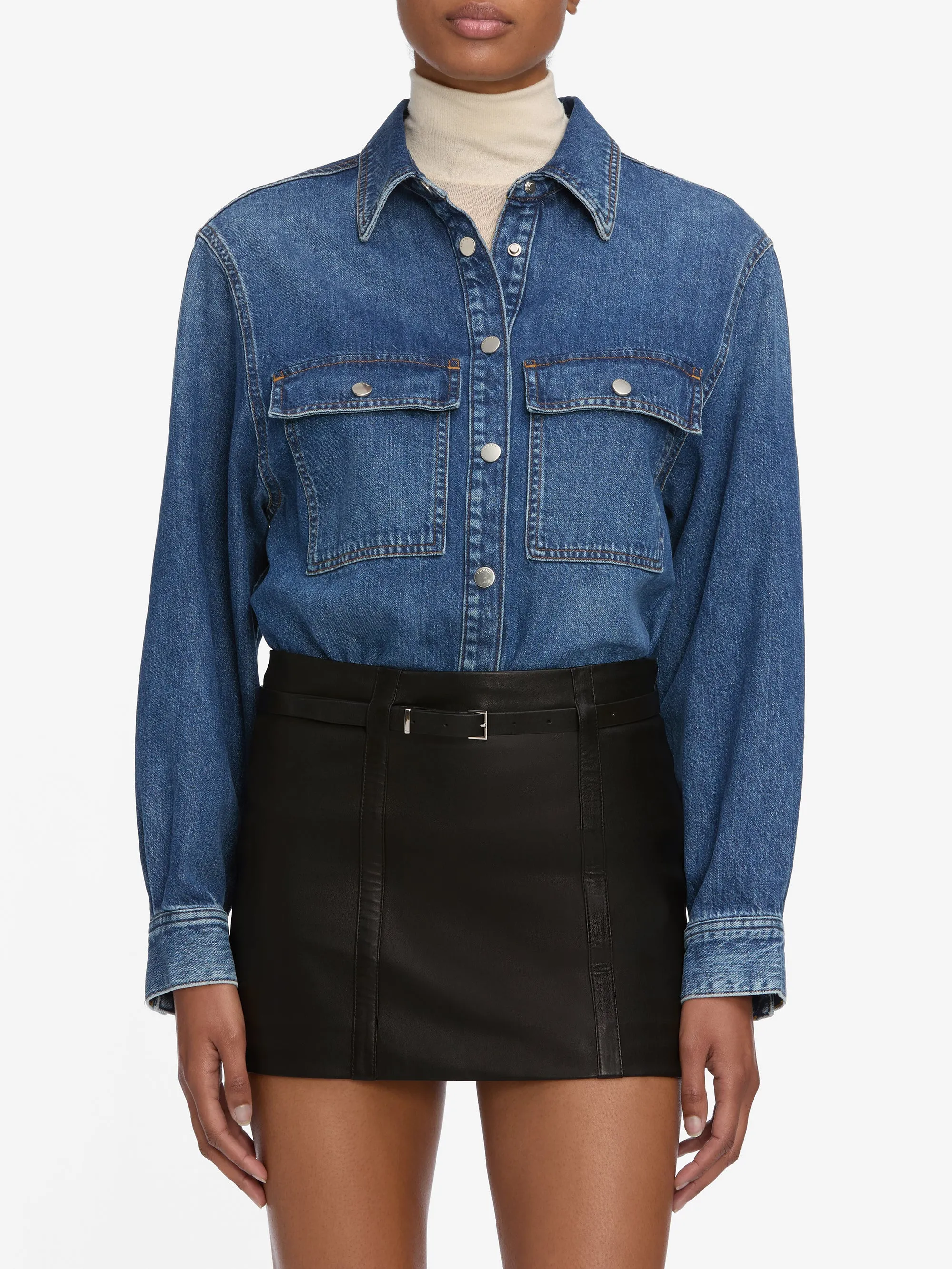 The Long Sleeve Hi-Low Shirt -- Wander sold by Frame Denim product image thumbnail 3