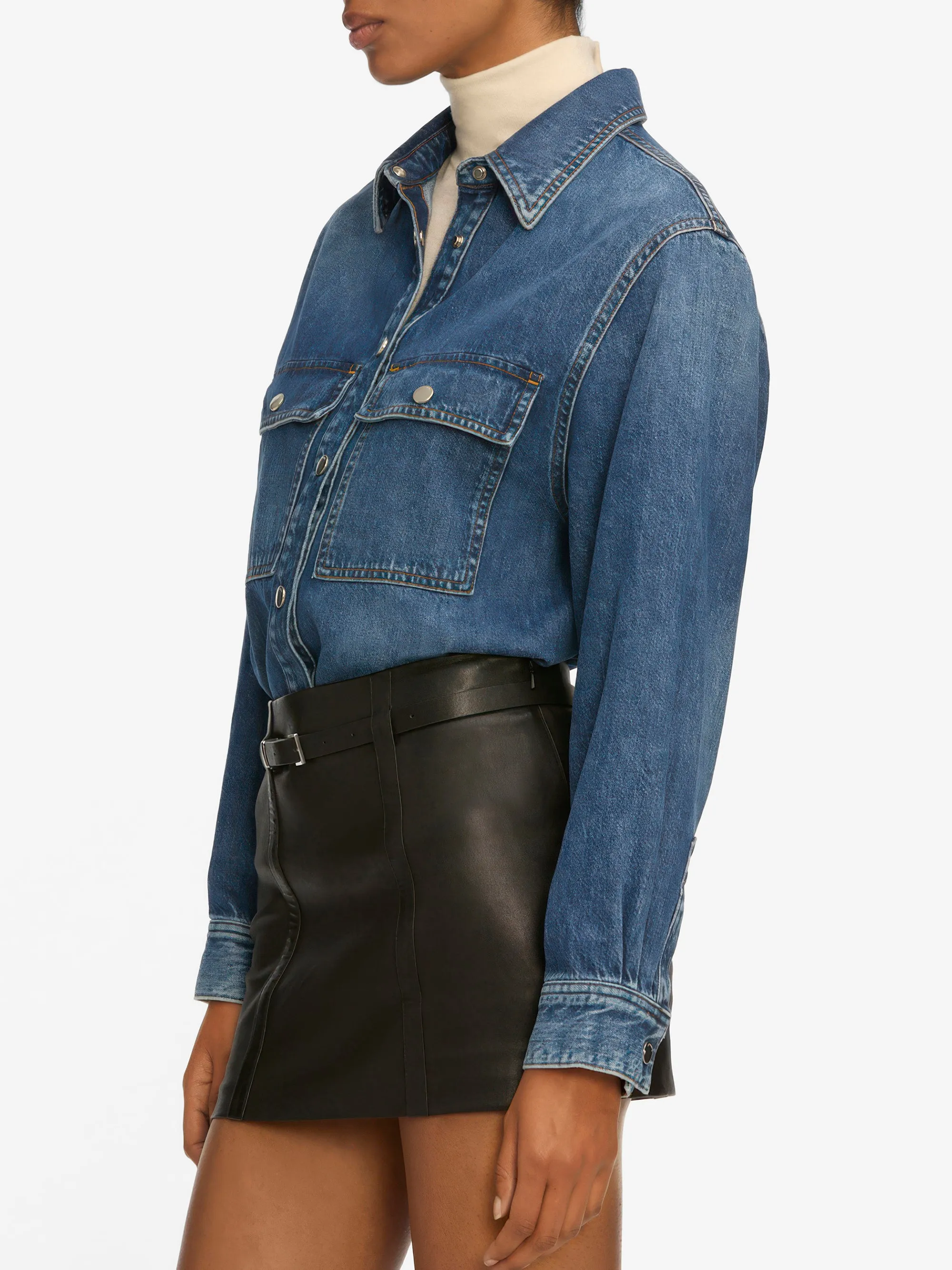 The Long Sleeve Hi-Low Shirt -- Wander sold by Frame Denim product image thumbnail 5