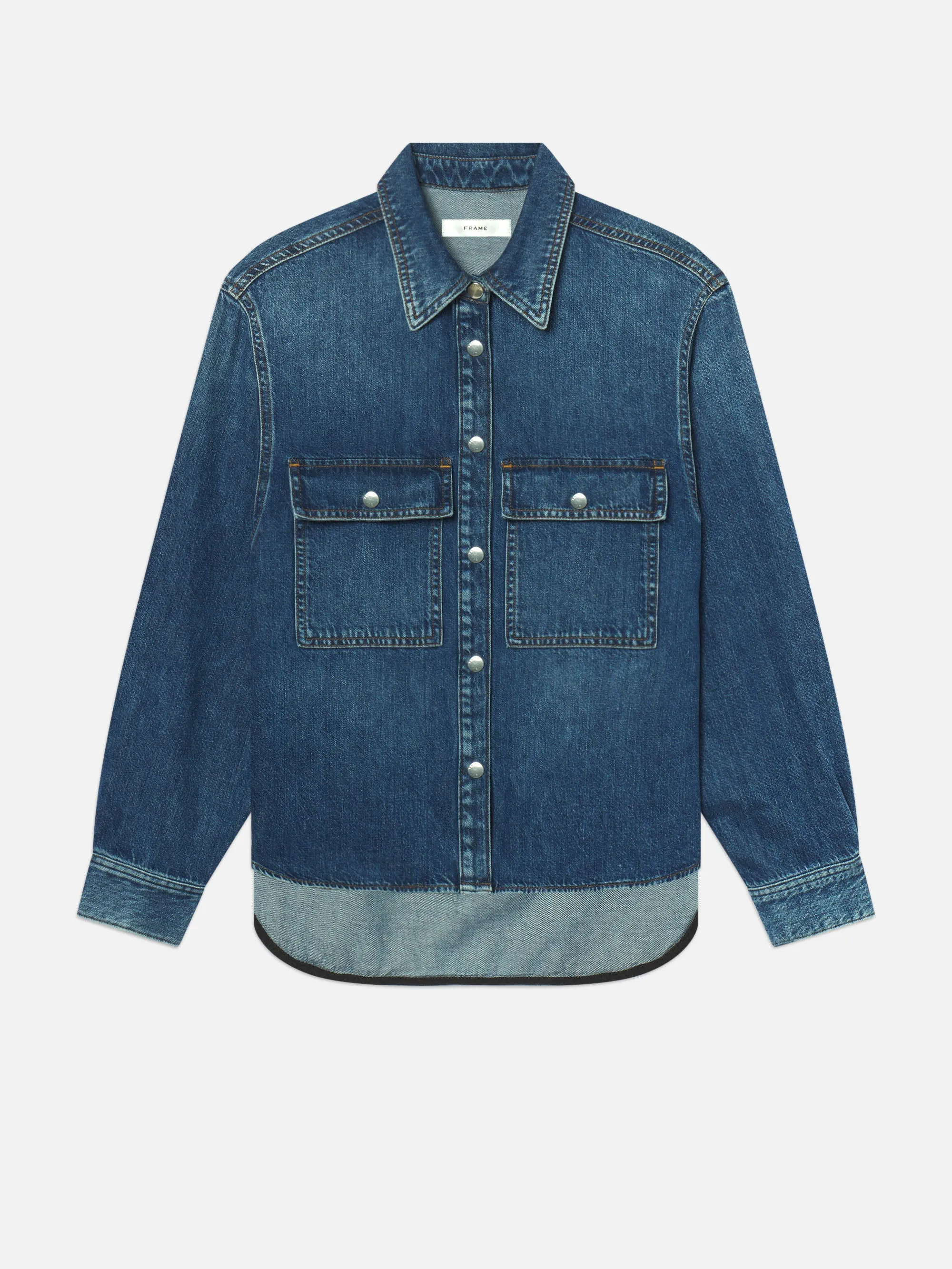 The Long Sleeve Hi-Low Shirt -- Wander sold by Frame Denim