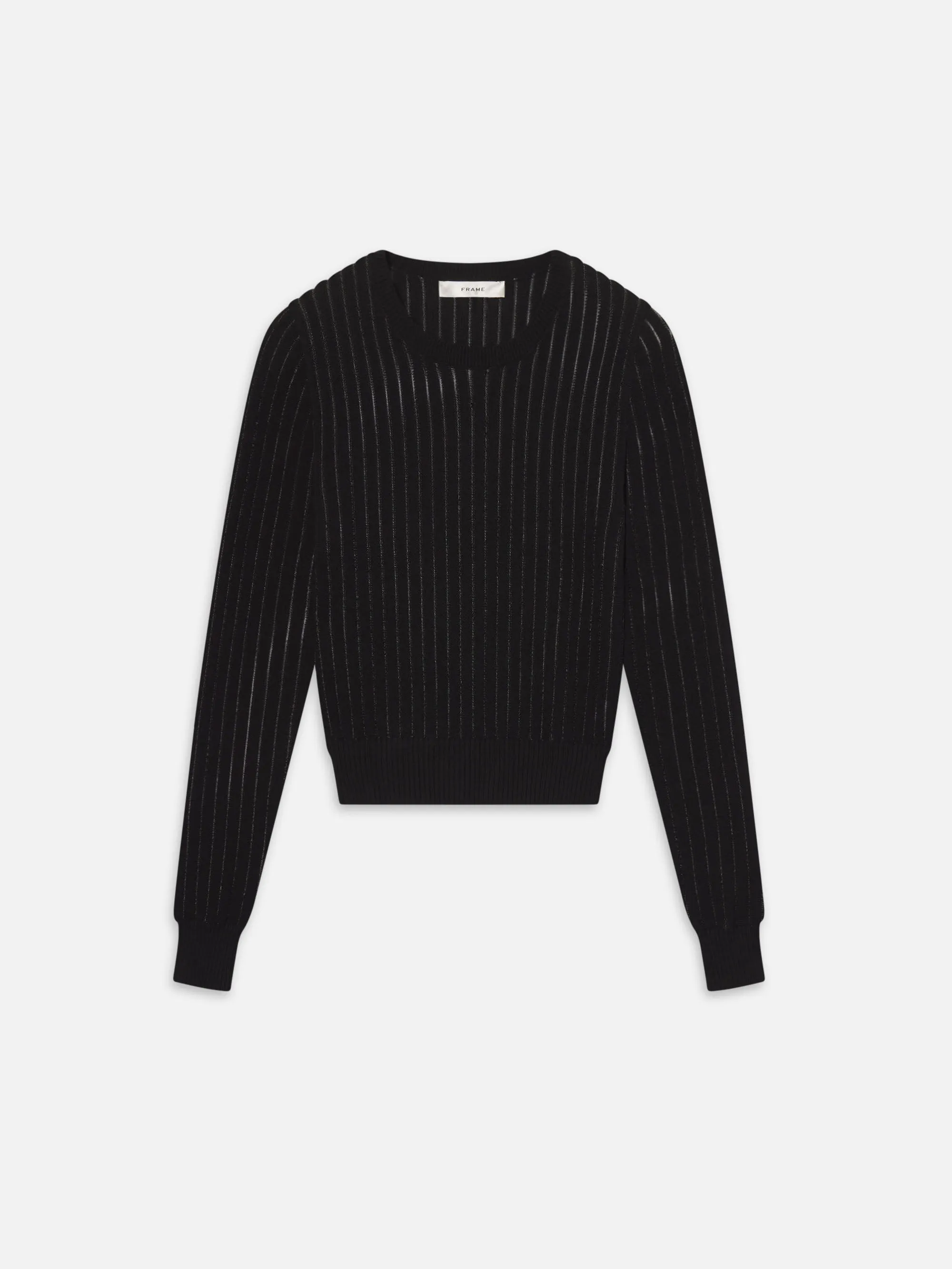 The Sheer Stripe Sweater -- Black sold by Frame Denim