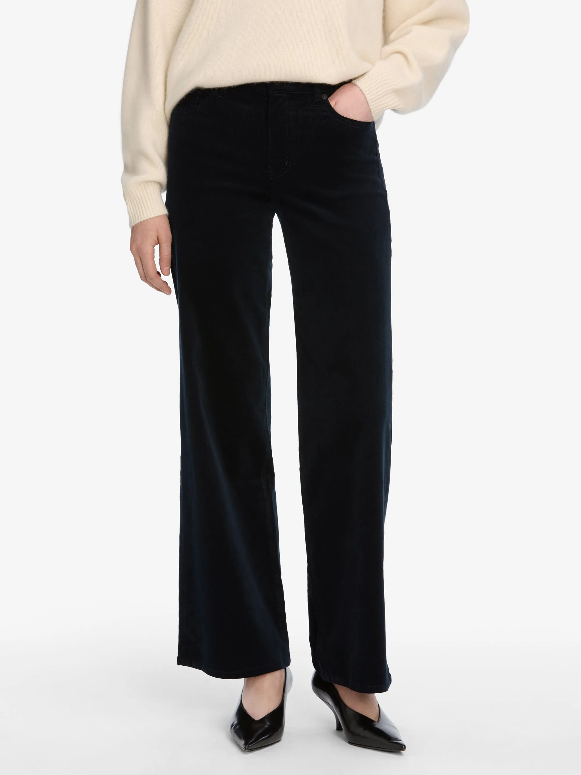 Le Slim Palazzo Corduroy -- Navy sold by Frame Denim product image thumbnail 3