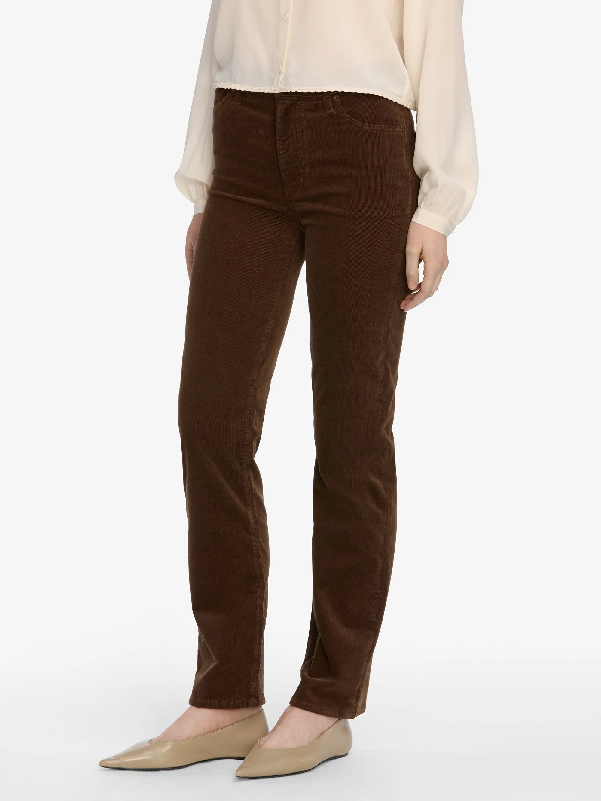 Le Sleek Straight Corduroy -- Bitter Chocolate sold by Frame Denim product image thumbnail 5