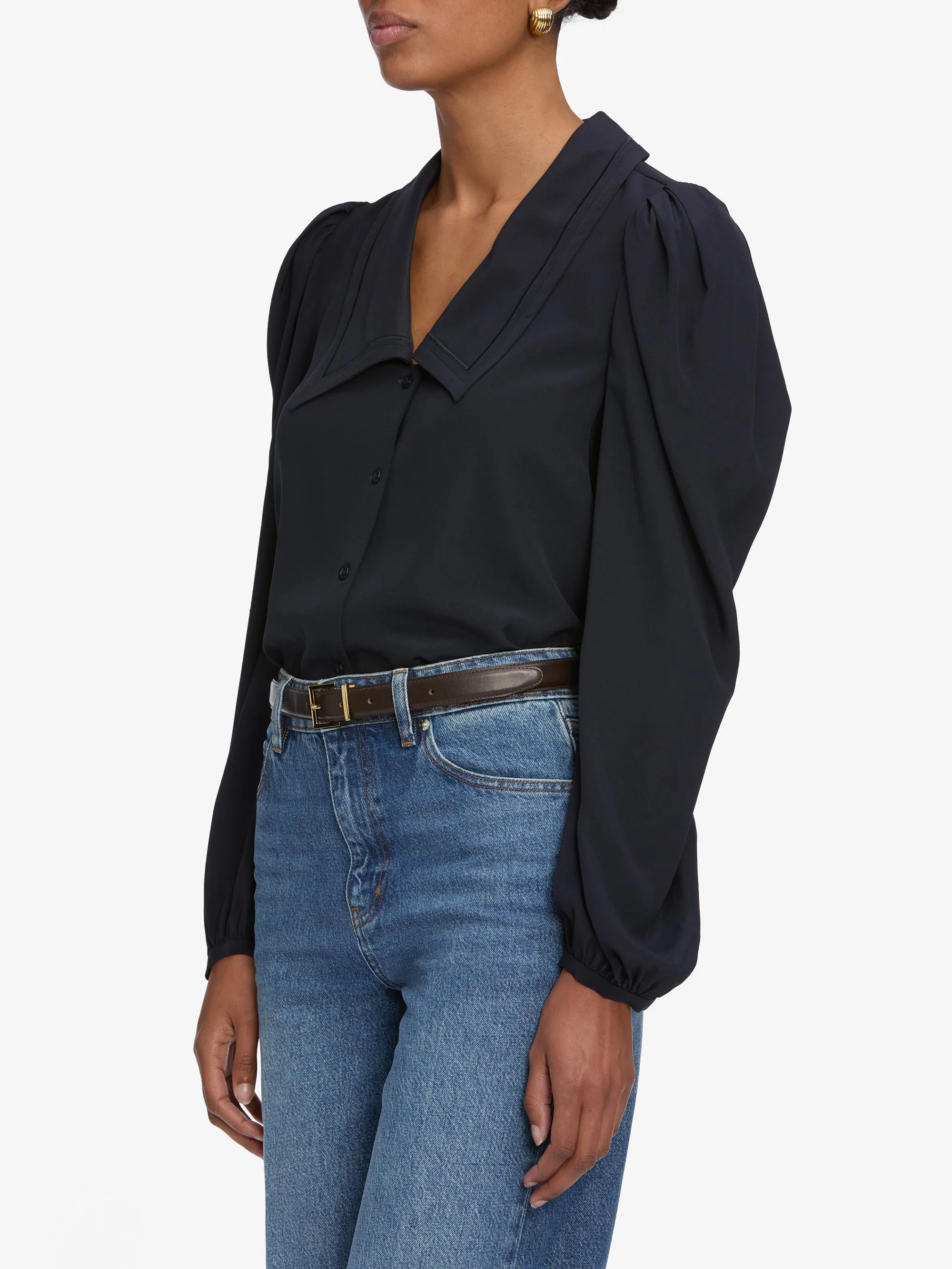 The Long Sleeve Sailor Blouse -- Navy sold by Frame Denim product image thumbnail 5