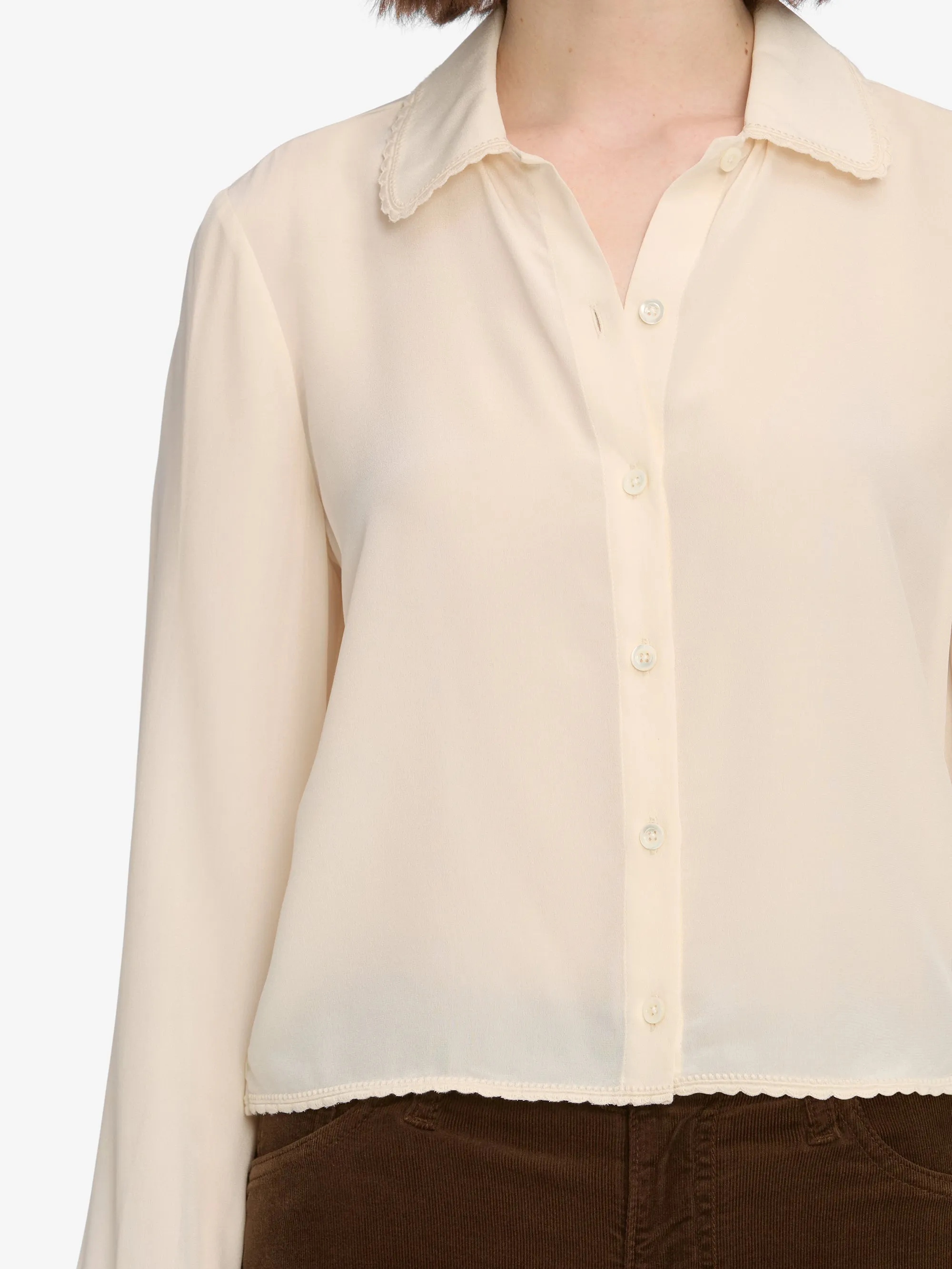 The Silk Prim Blouse -- Cream sold by Frame Denim product image thumbnail 4