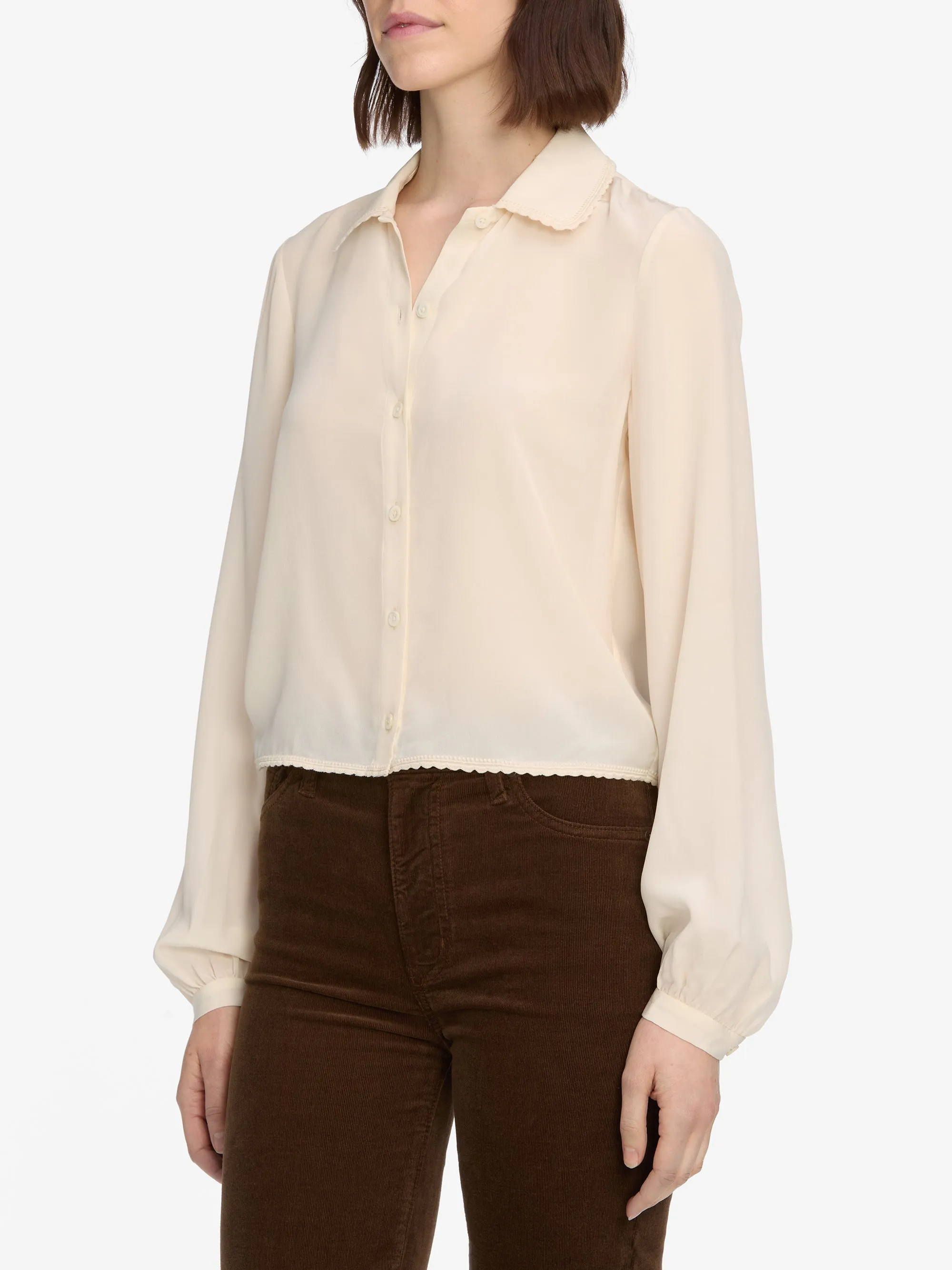 The Silk Prim Blouse -- Cream sold by Frame Denim product image thumbnail 5
