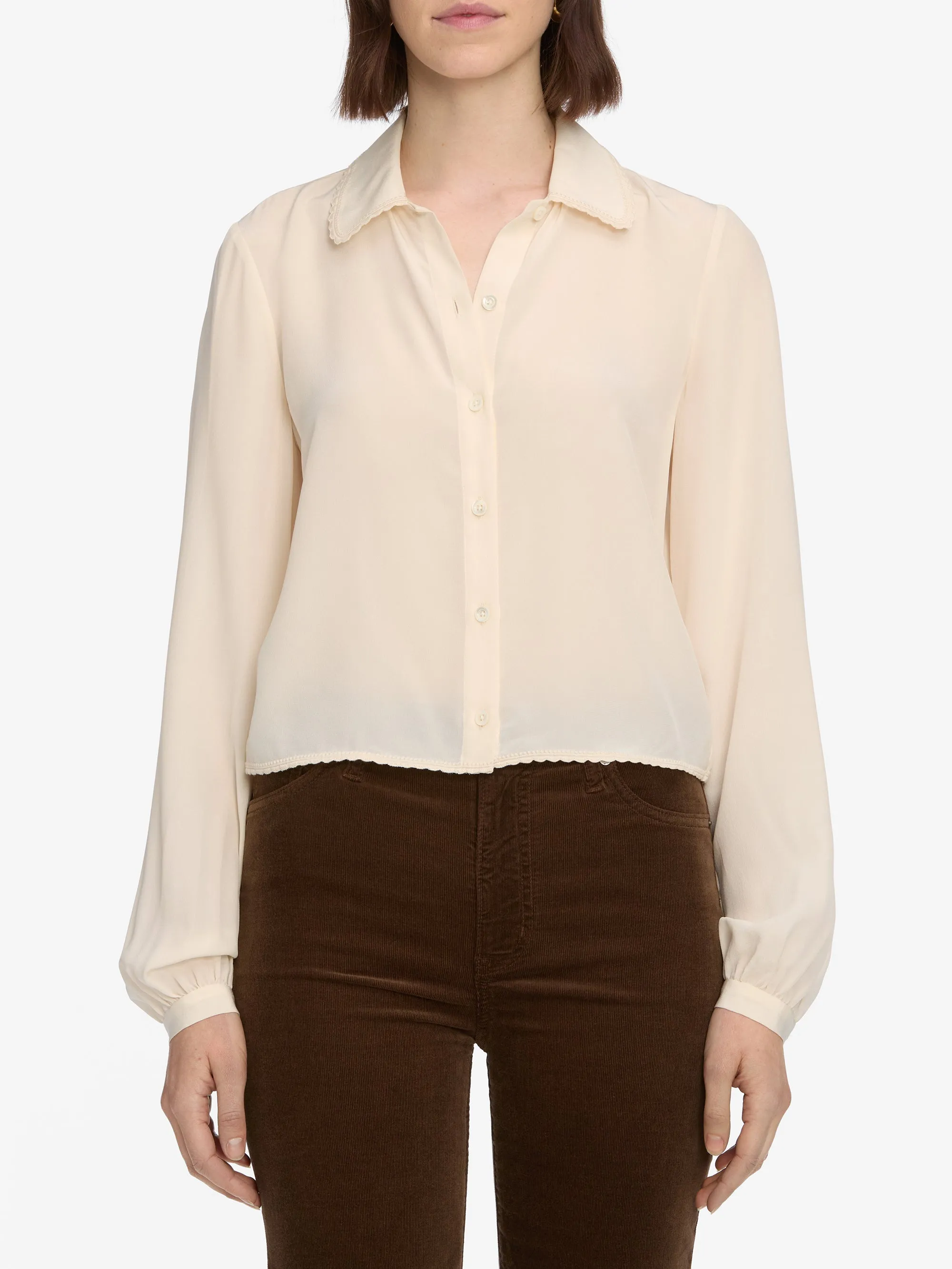 The Silk Prim Blouse -- Cream sold by Frame Denim product image thumbnail 3