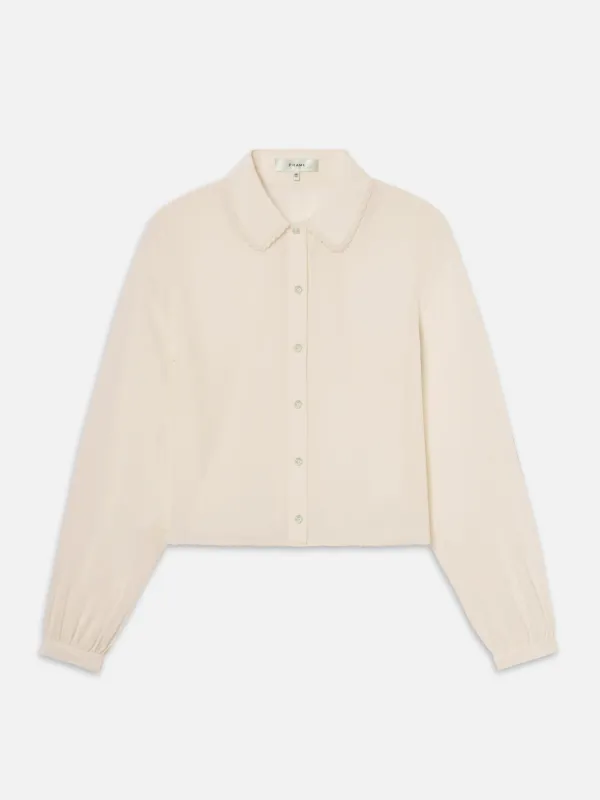 The Silk Prim Blouse -- Cream sold by Frame Denim