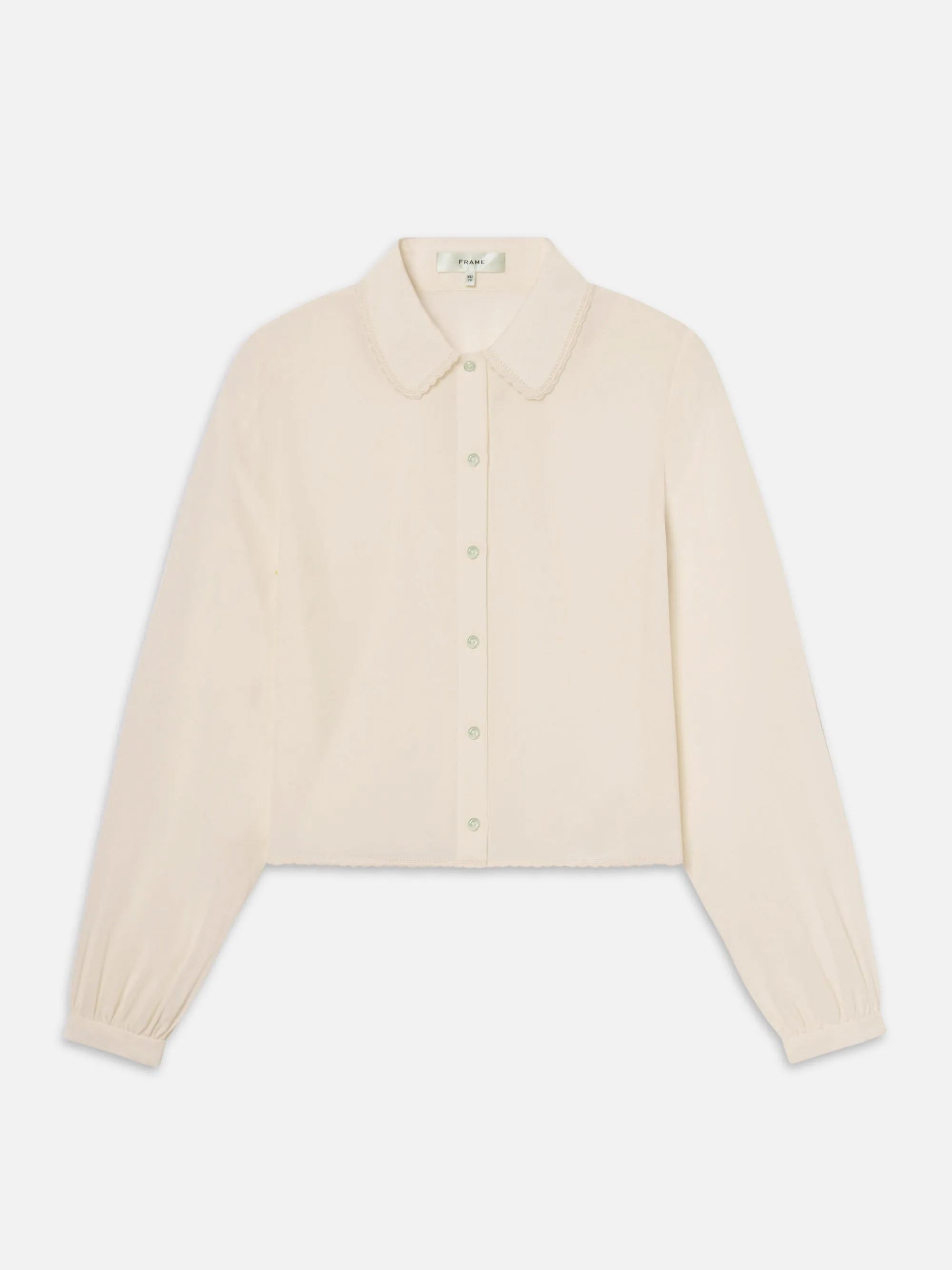 The Silk Prim Blouse -- Cream sold by Frame Denim