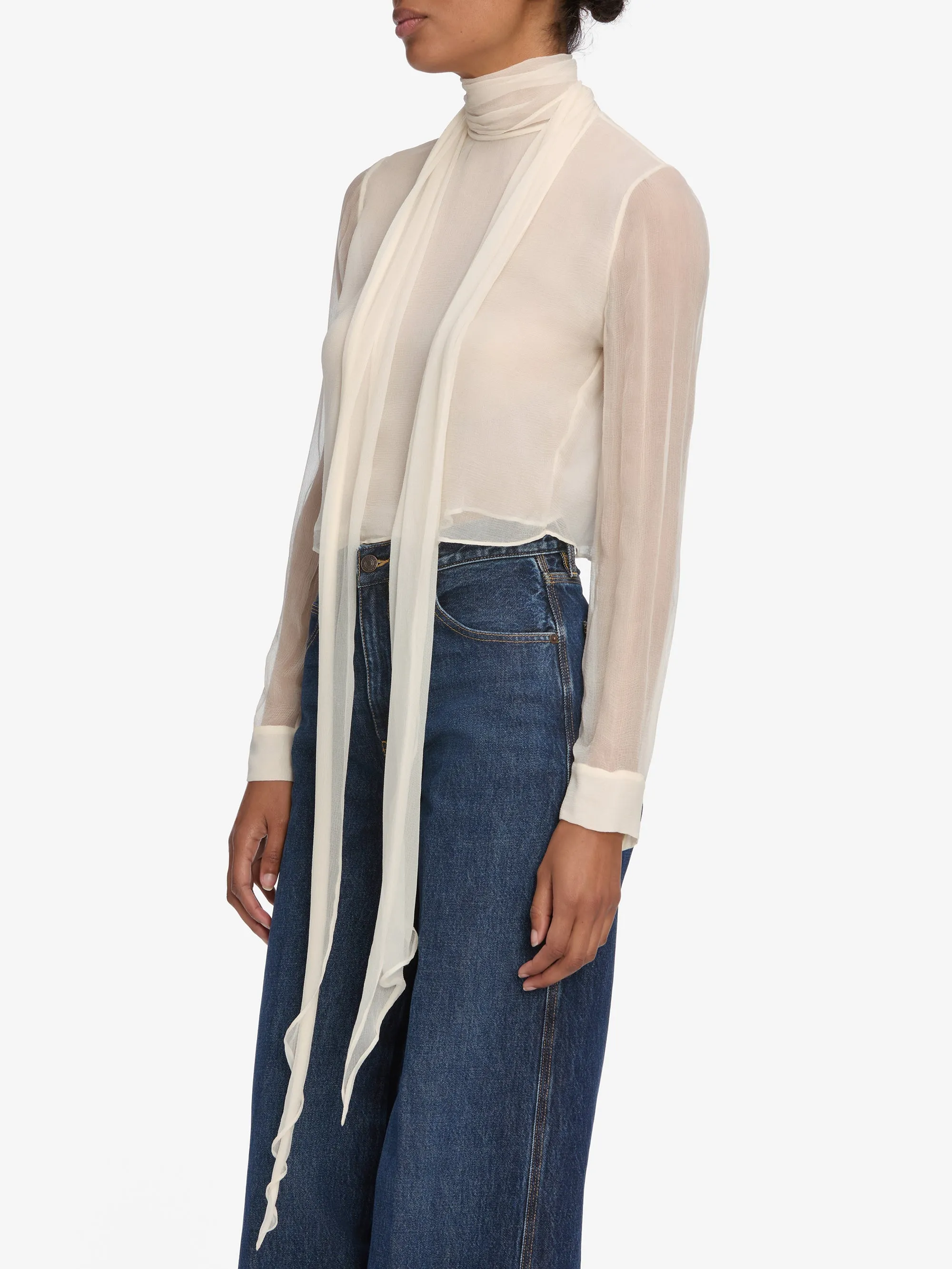 The Wisp Tie Blouse -- Cream sold by Frame Denim product image thumbnail 5