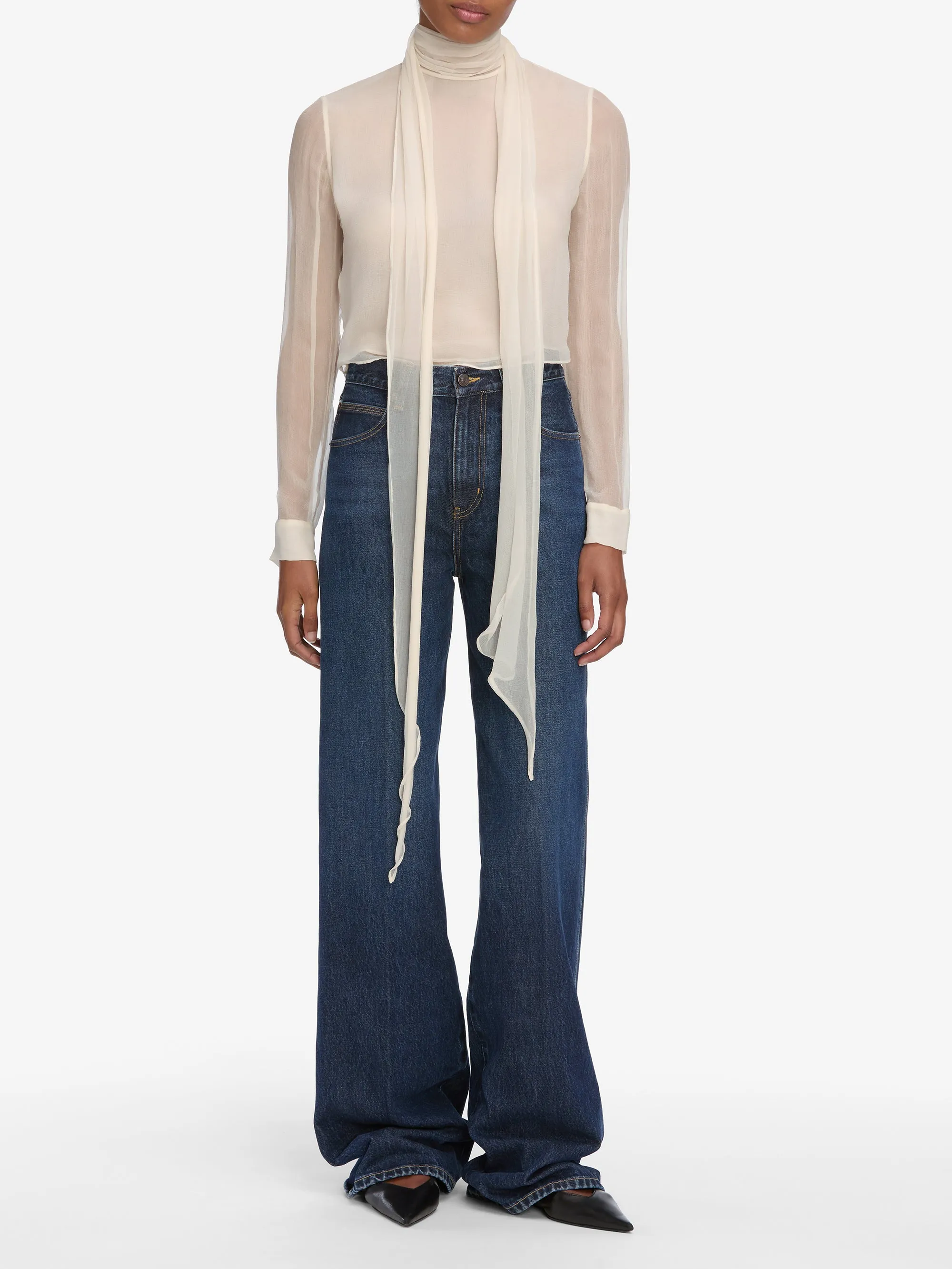 The Wisp Tie Blouse -- Cream sold by Frame Denim product image thumbnail 2