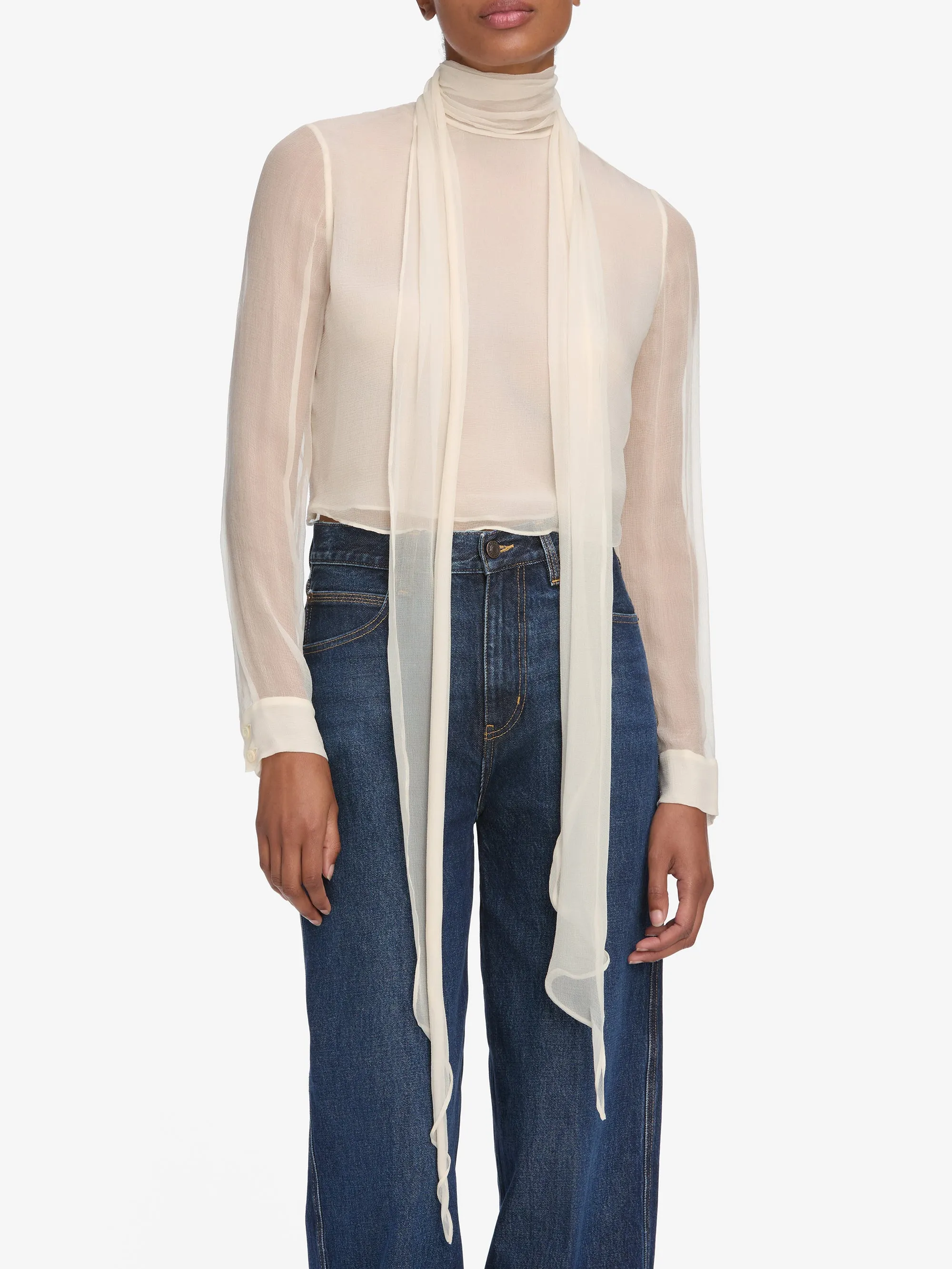 The Wisp Tie Blouse -- Cream sold by Frame Denim product image thumbnail 3