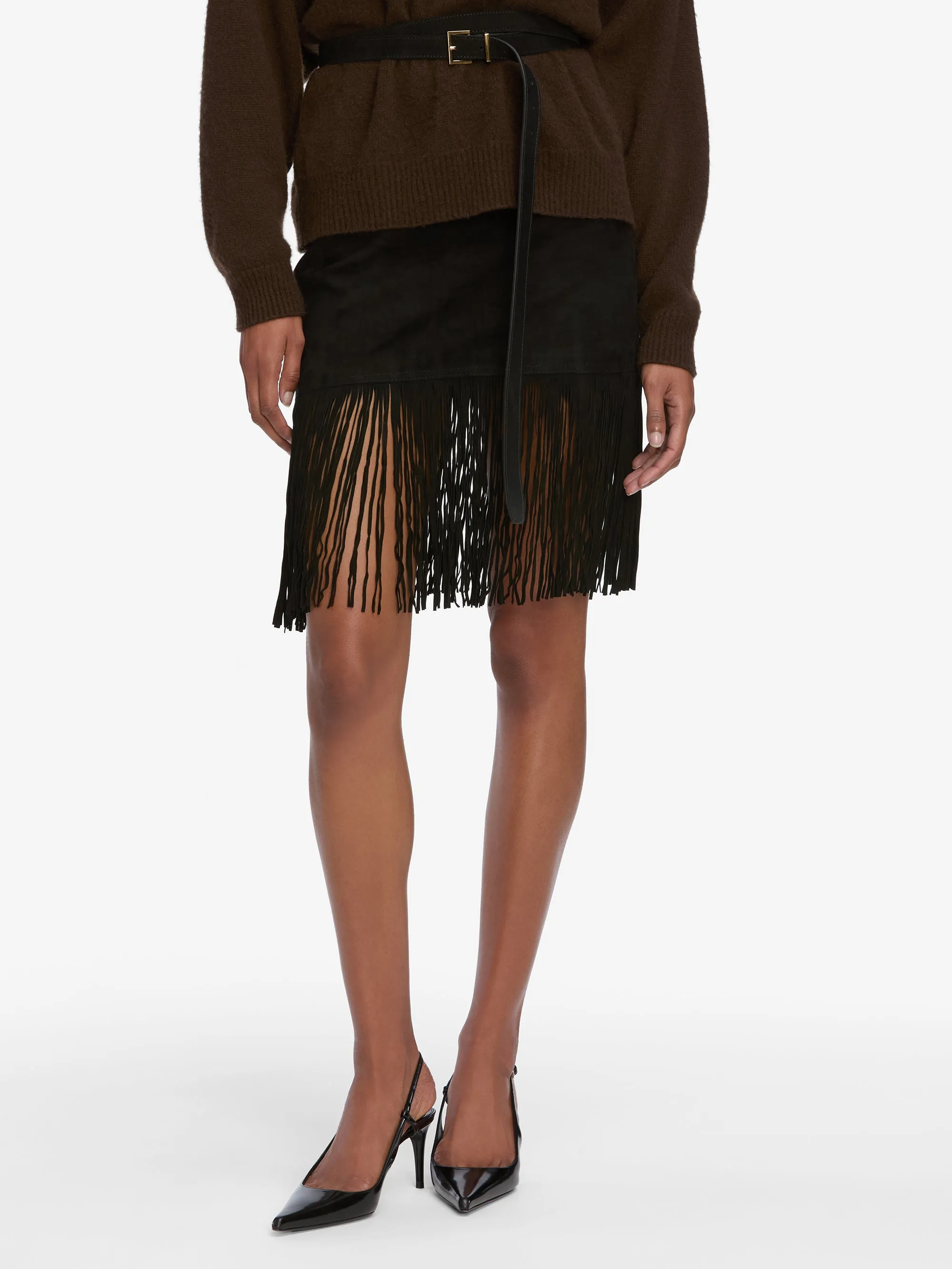 The Saddle Skirt -- Black sold by Frame Denim product image thumbnail 3