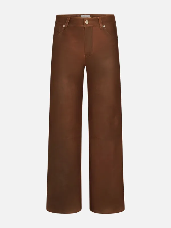 Le Slim Palazzo Leather -- Cedar sold by Frame Denim