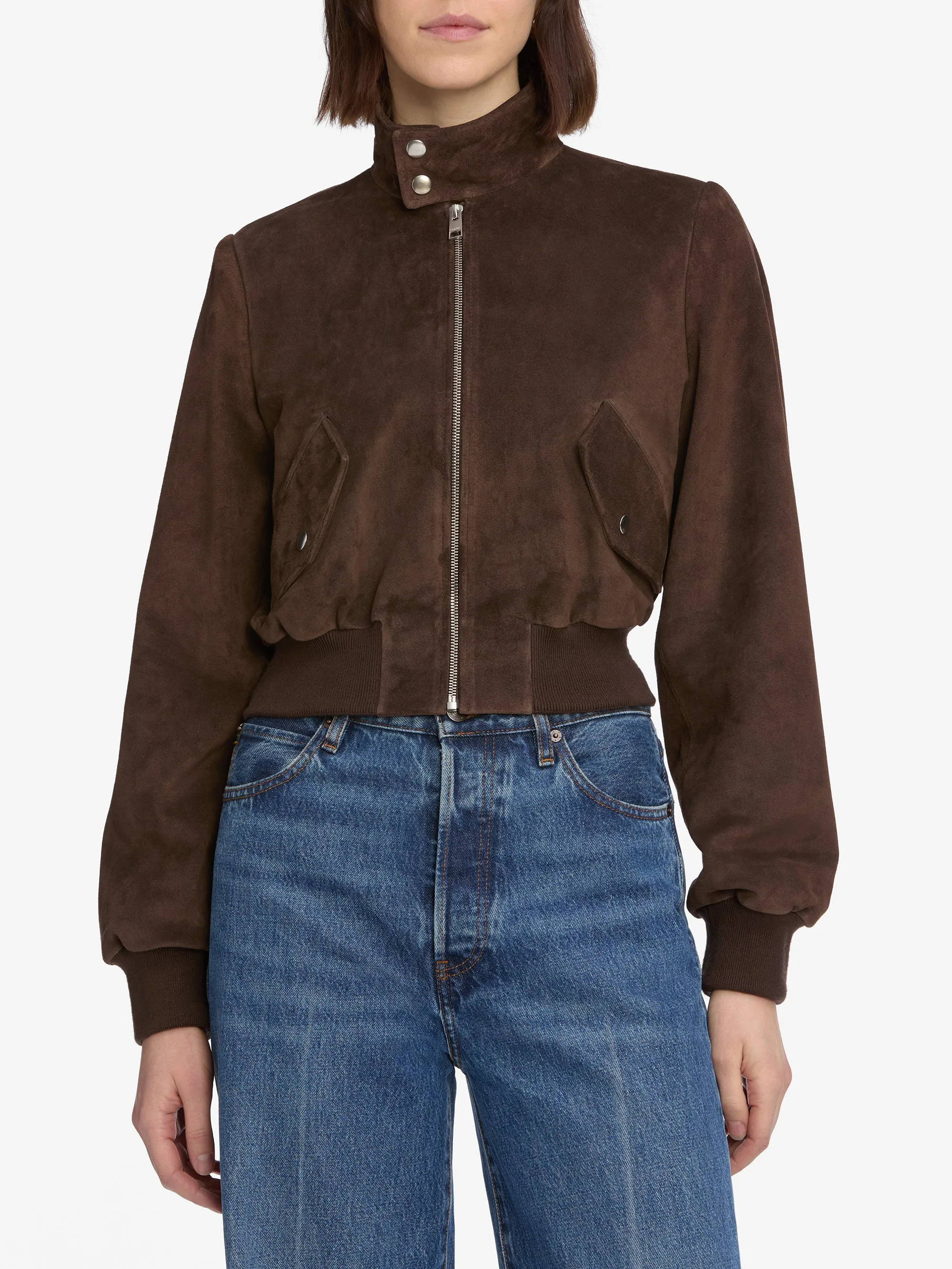 The Suede Harrington Jacket -- Coffee sold by Frame Denim product image thumbnail 3