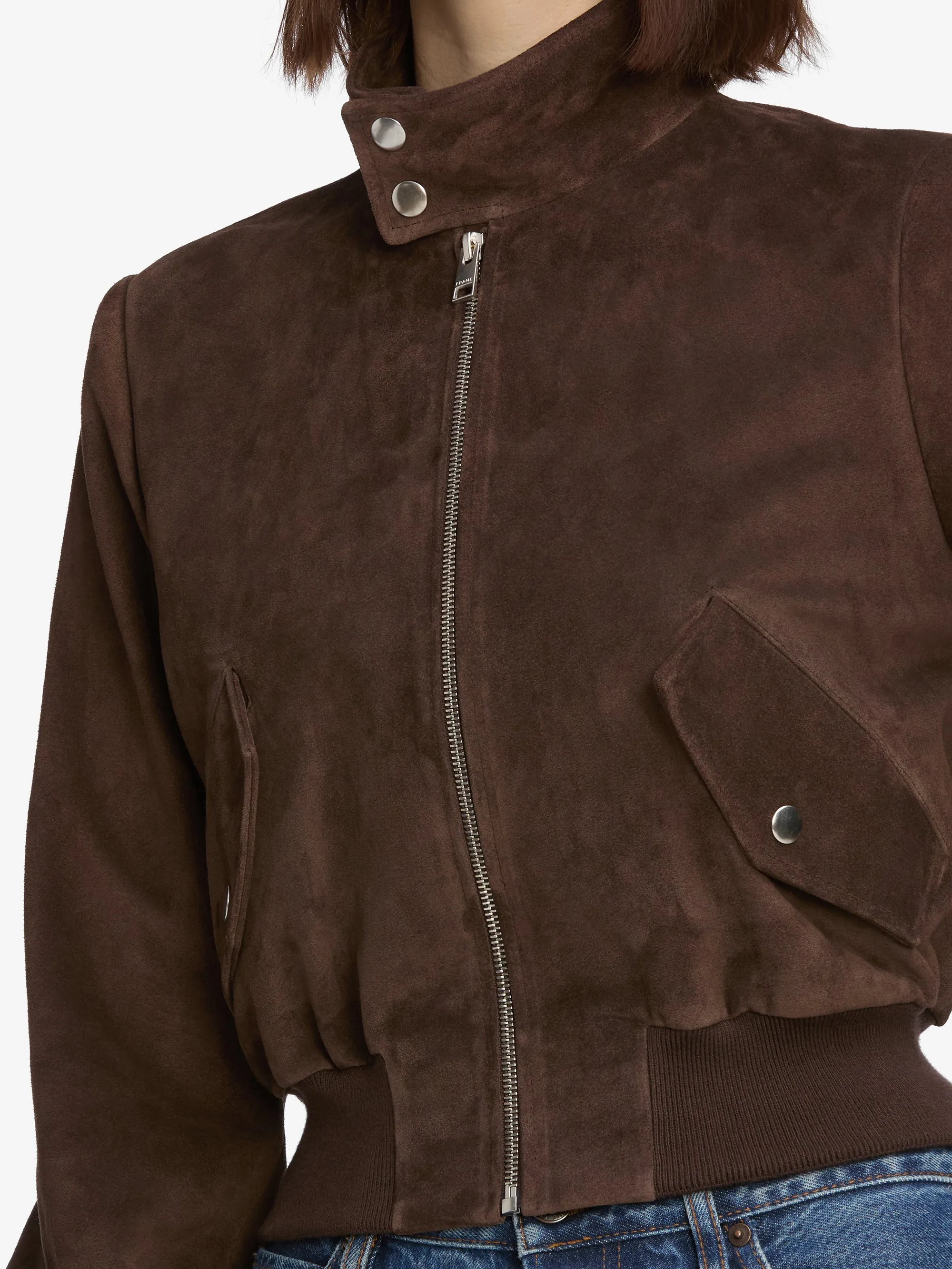 The Suede Harrington Jacket -- Coffee sold by Frame Denim product image thumbnail 4