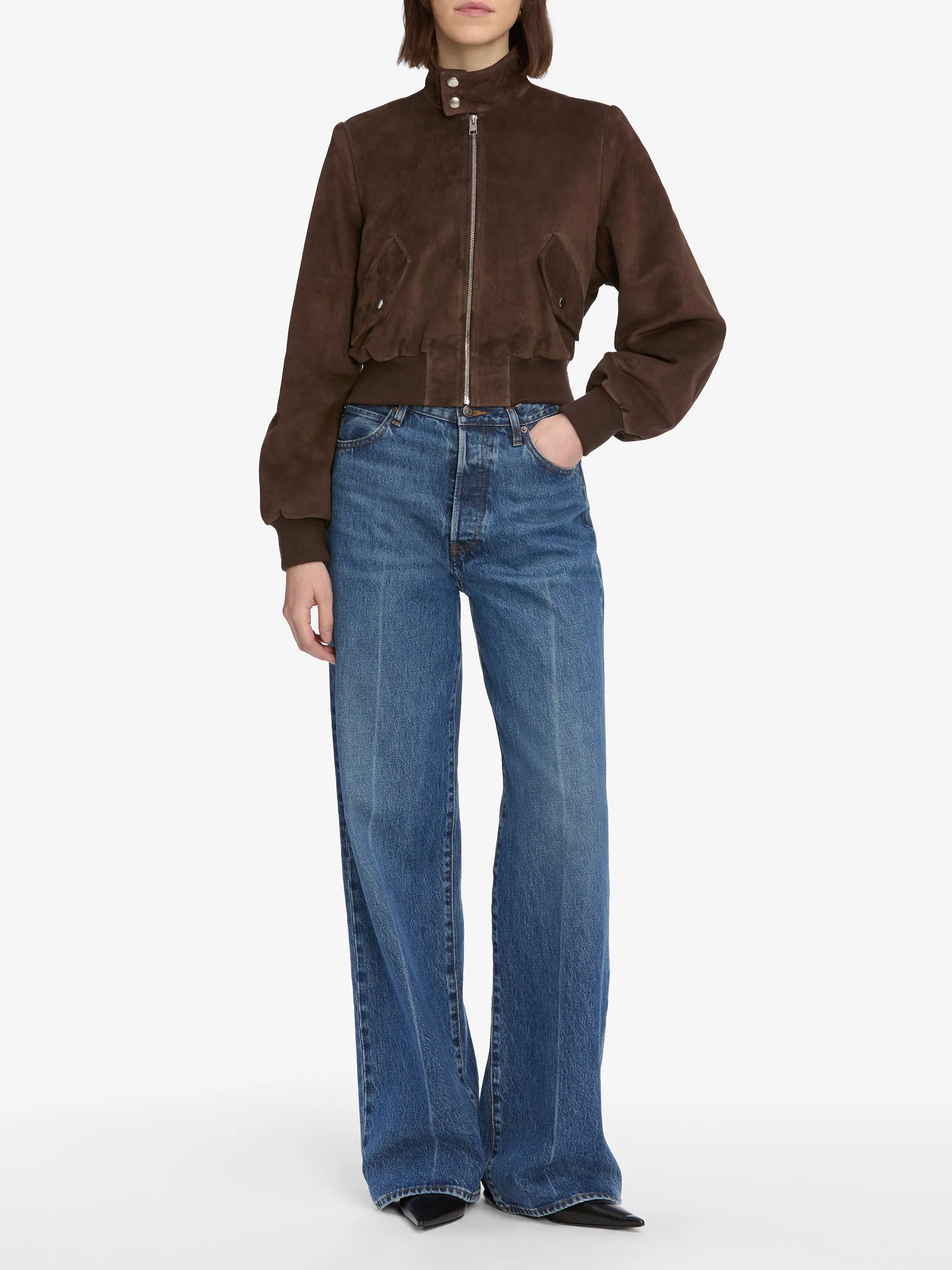 The Suede Harrington Jacket -- Coffee sold by Frame Denim product image thumbnail 2