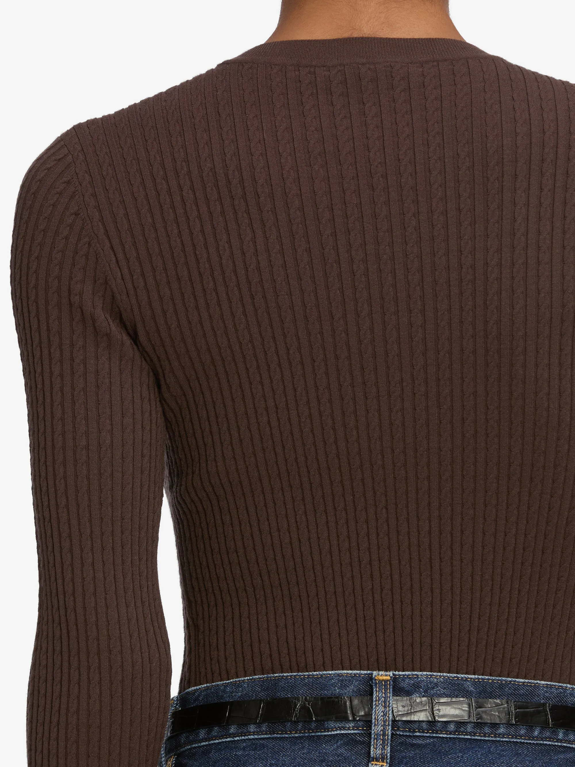 The Fine Cable Sweater -- Coffee sold by Frame Denim product image thumbnail 3