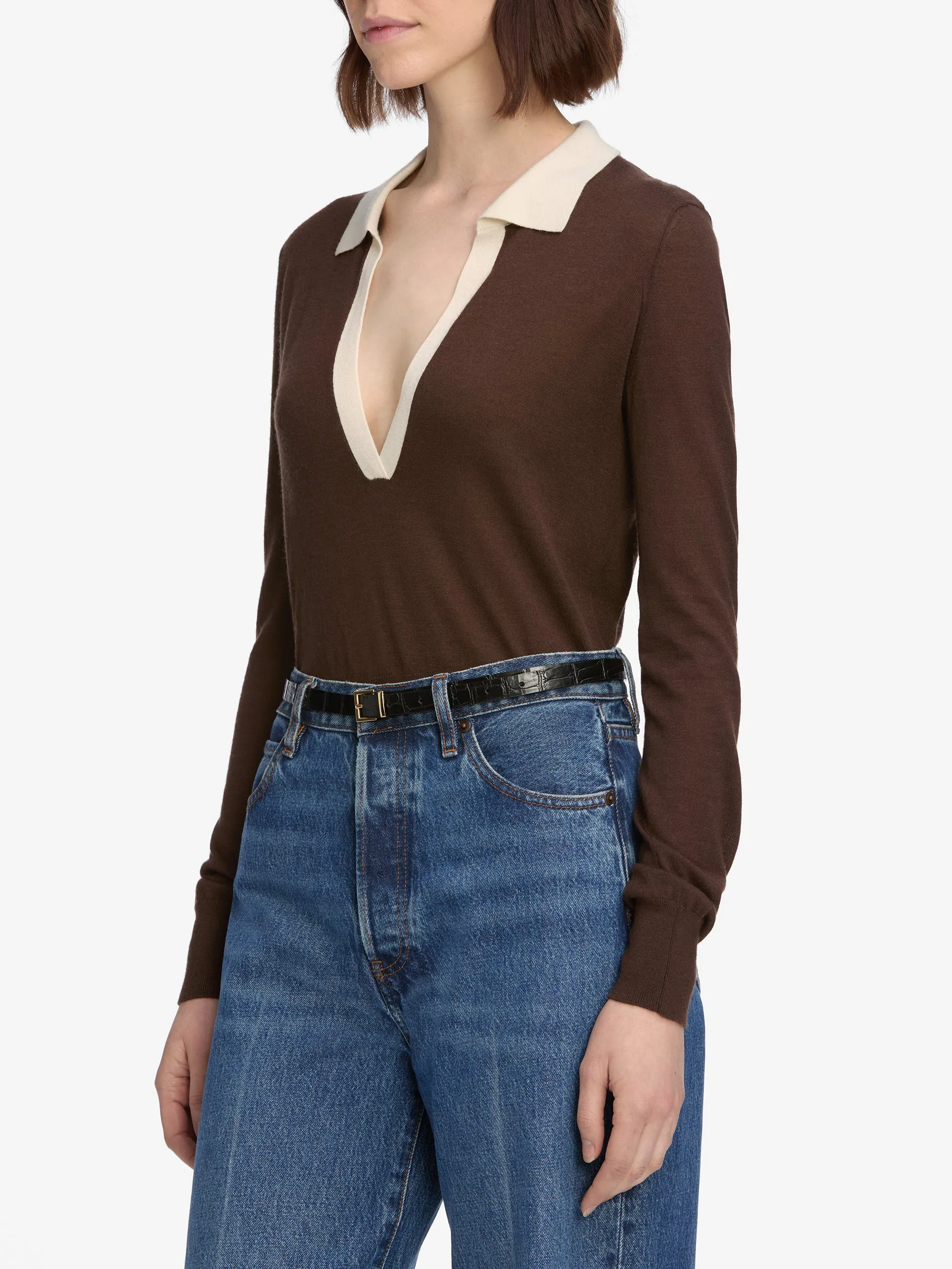 The Two Tone Polo -- Coffee Multi sold by Frame Denim product image thumbnail 5