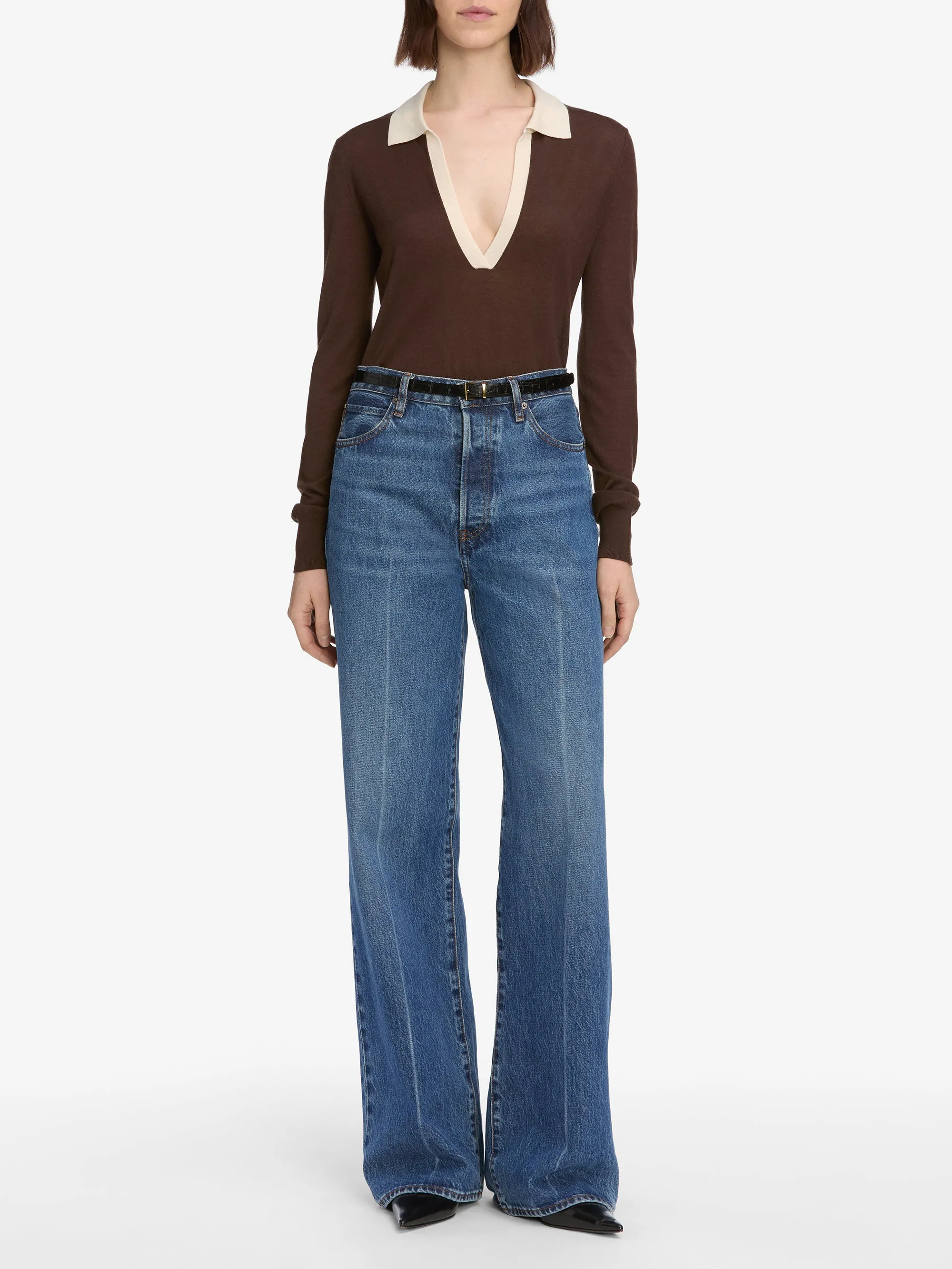 The Two Tone Polo -- Coffee Multi sold by Frame Denim product image thumbnail 2