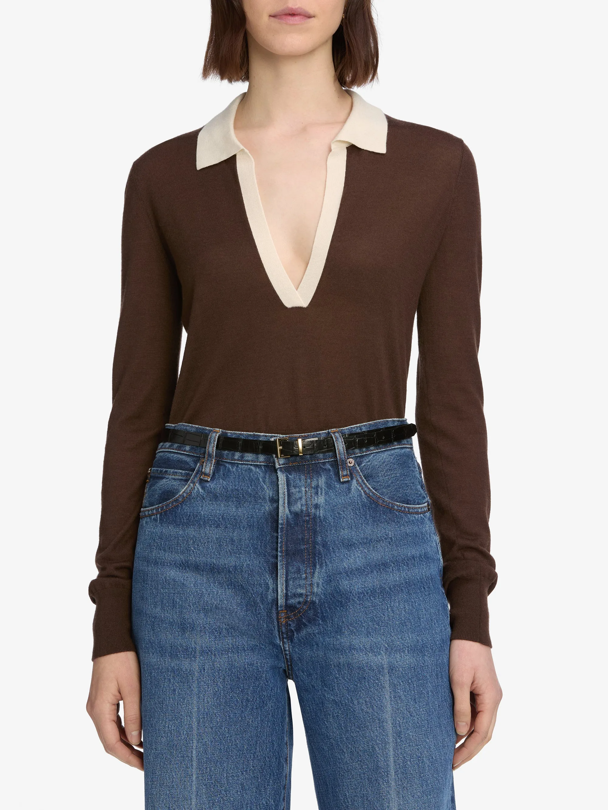The Two Tone Polo -- Coffee Multi sold by Frame Denim product image thumbnail 3