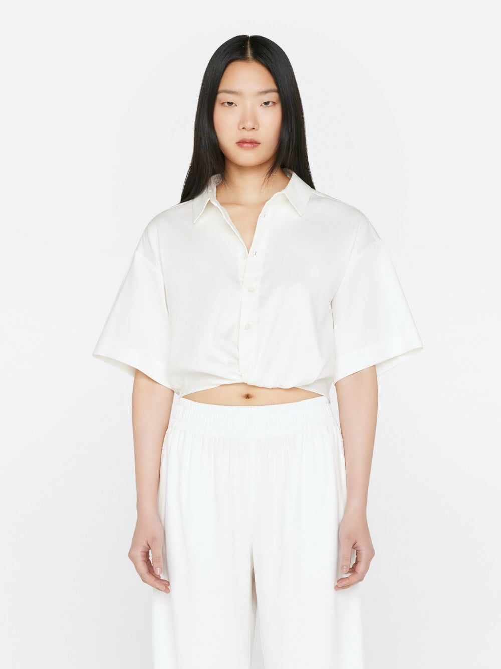 Cropped Twist Front Shirt -- Off White sold by Frame Denim product image thumbnail 2