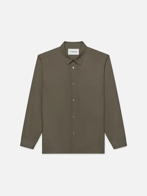 Brushed Flannel Shirt -- Dark Olive made by Frame Denim