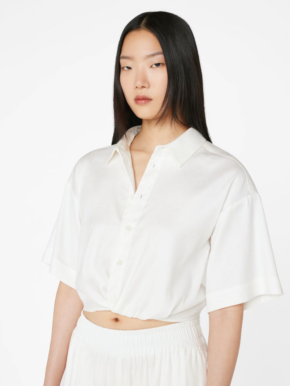 Cropped Twist Front Shirt -- Off White sold by Frame Denim product image thumbnail 5