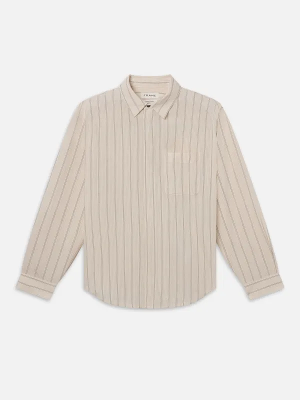 Silk Striped Shirt -- Natural Stripe sold by Frame Denim