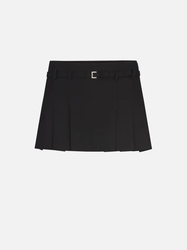 The Pleated Mini Skirt -- Black sold by Frame Denim