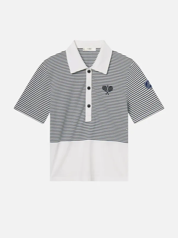 The Tennis Polo -- White Multi made by Frame Denim