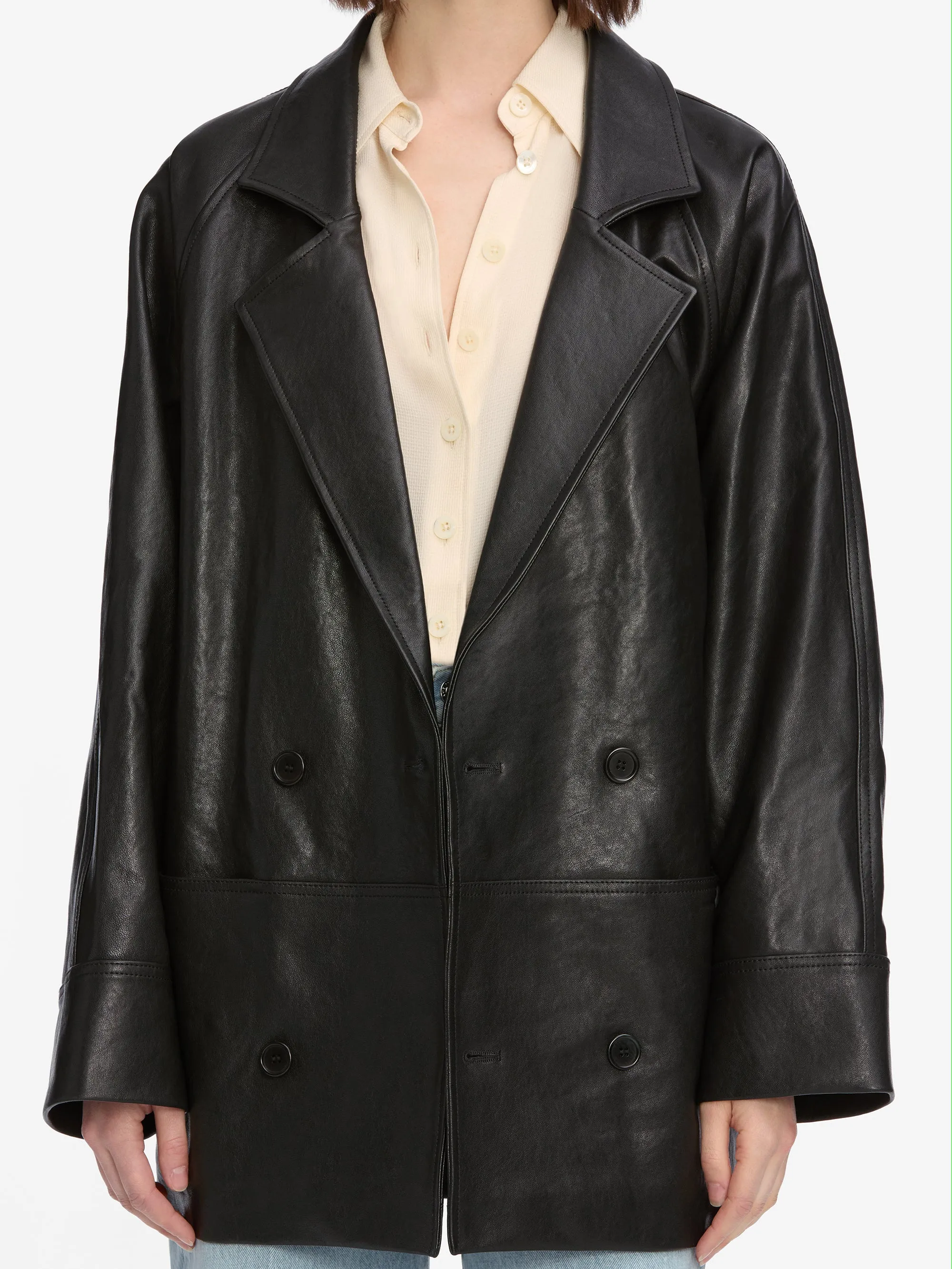 Oversized Leather Jacket -- Black sold by Frame Denim product image thumbnail 4