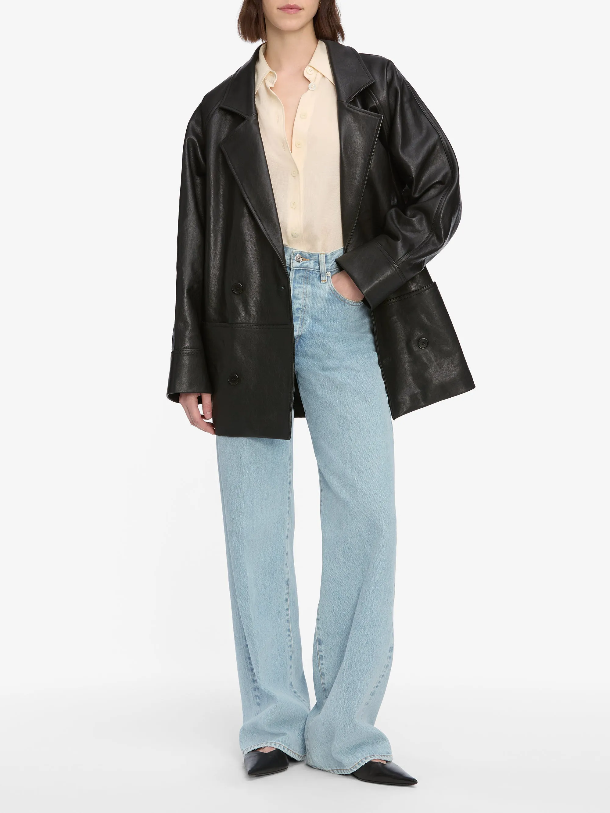 Oversized Leather Jacket -- Black sold by Frame Denim product image thumbnail 2