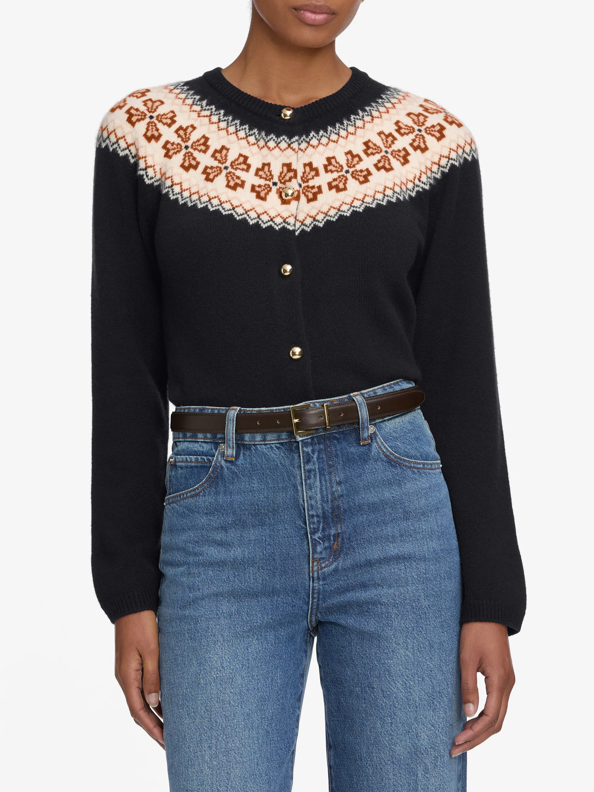 The Cashmere Fairisle Cardi -- Navy sold by Frame Denim product image thumbnail 3